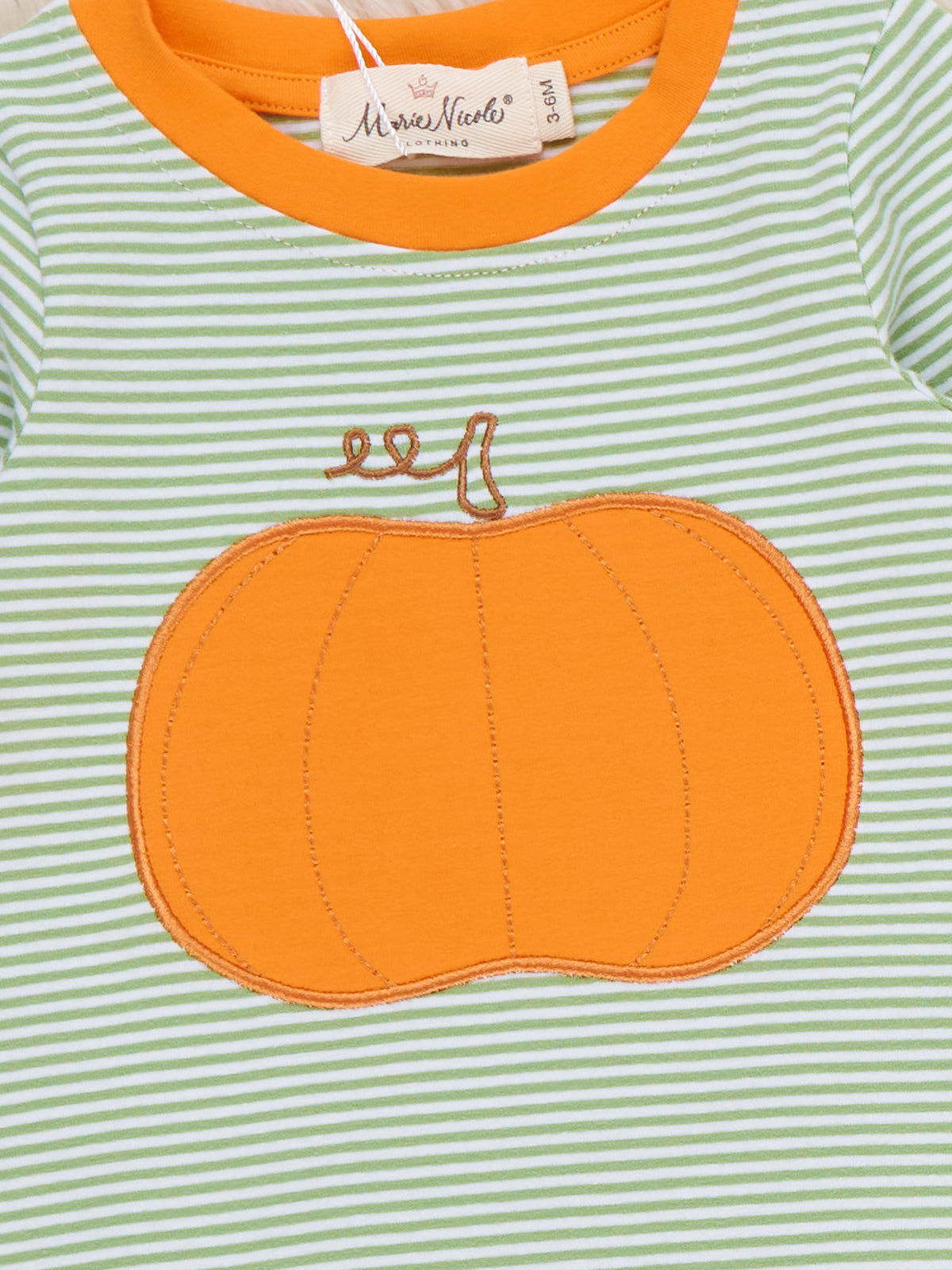 Harvest Pumpkin Embroidered Romper - Marie Nicole Clothing