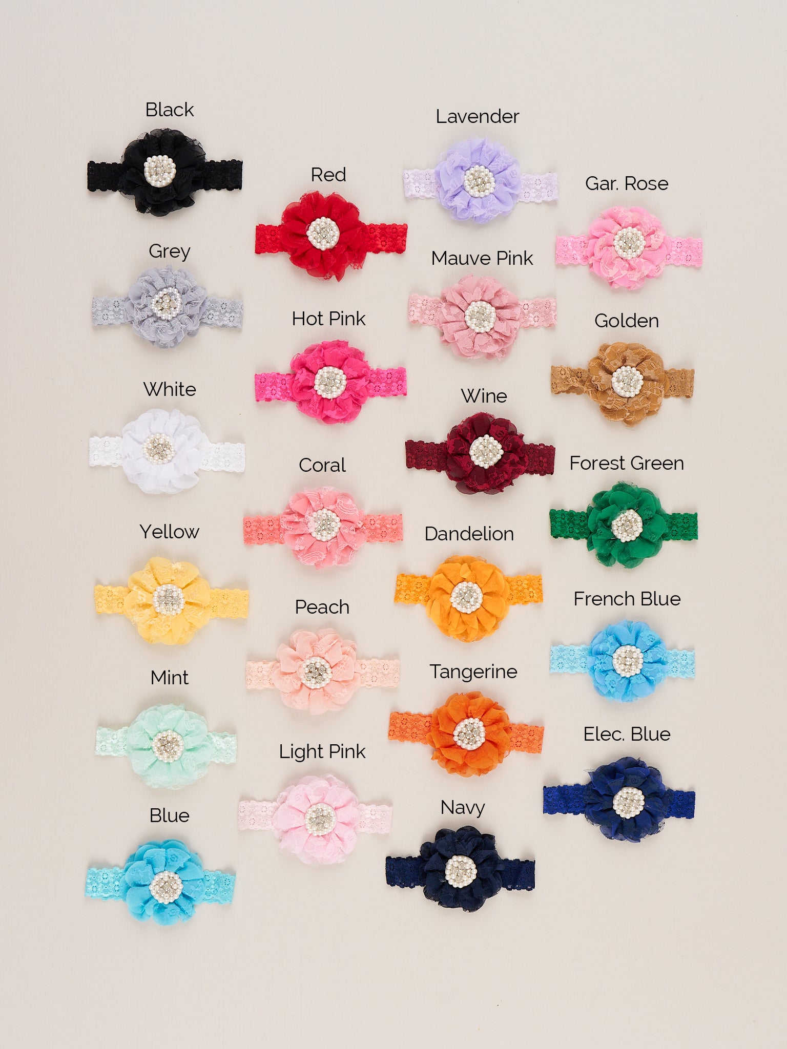 Lace Rhinestone & Pearls Headband - 22 Colors Available - Marie Nicole Clothing