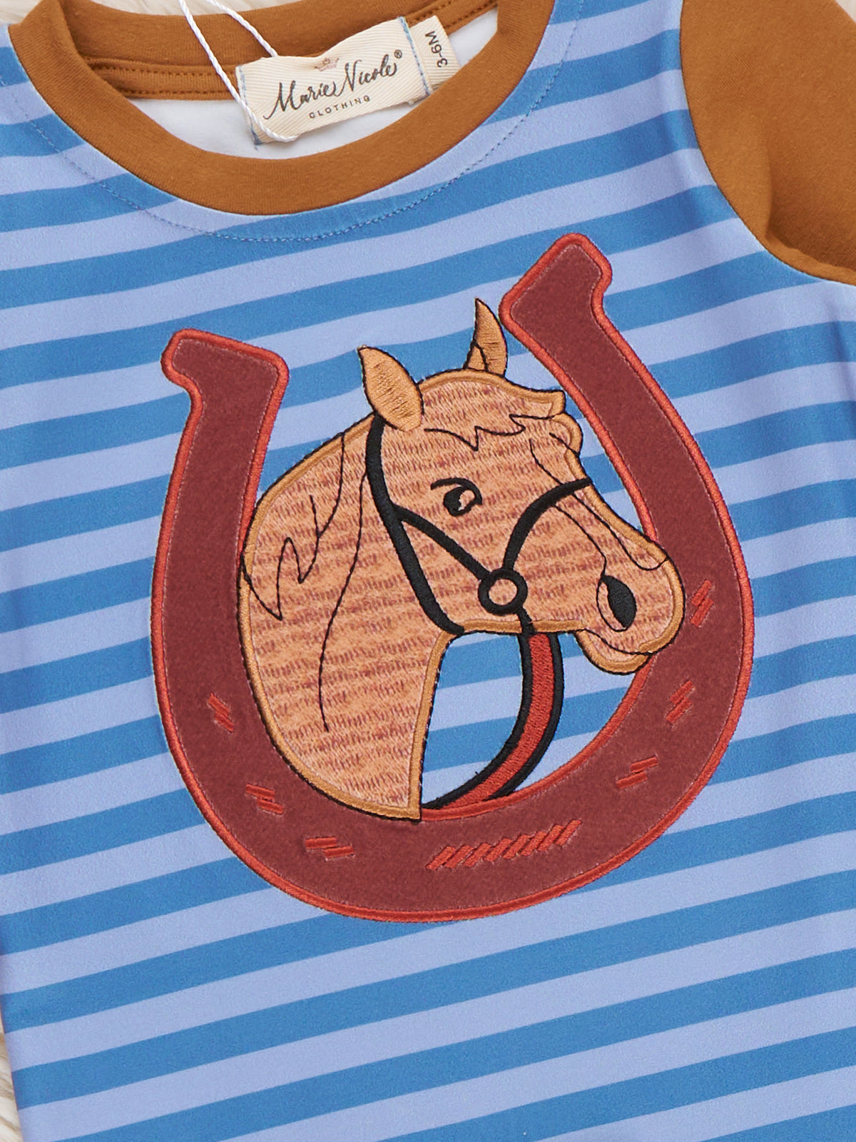 Lucky Horse Embroidered Romper - Marie Nicole Clothing