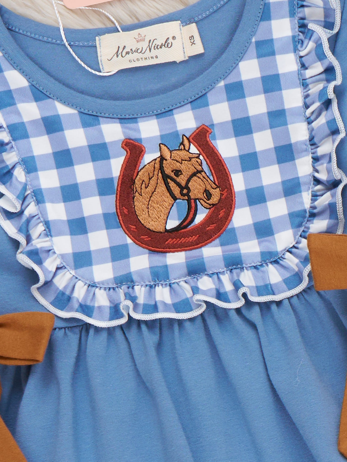 Lucky Horse Embroidered Ruffle Outfit - Marie Nicole Clothing