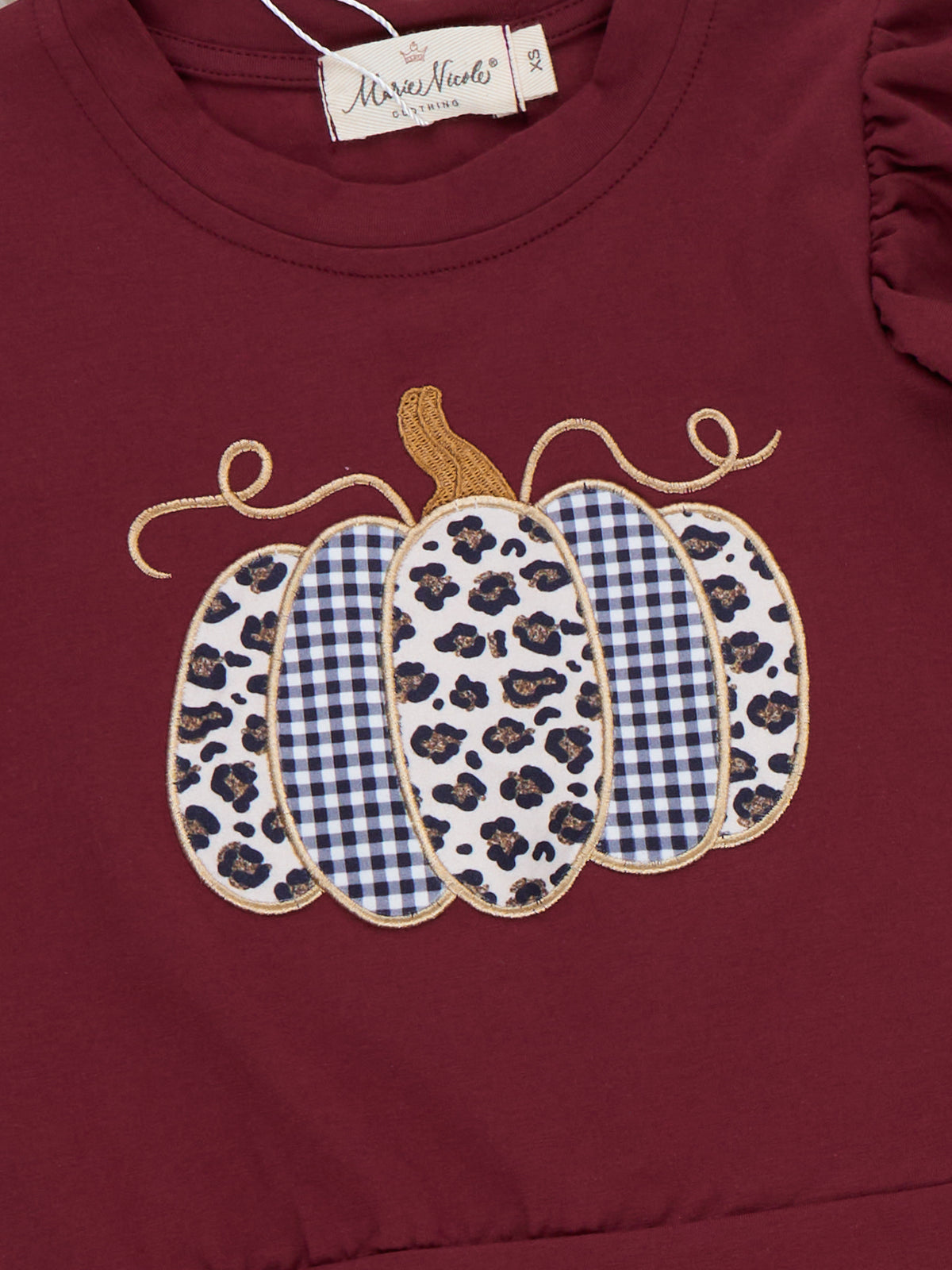 Leopard Dot Pumpkin Embroidered Ruffle Outfit - Marie Nicole Clothing