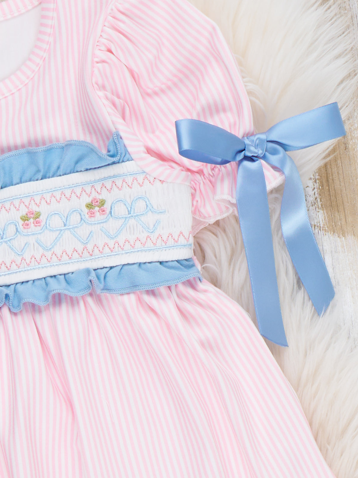Dainty Bow Smocked Bell Bottom Outfit - Marie Nicole Clothing