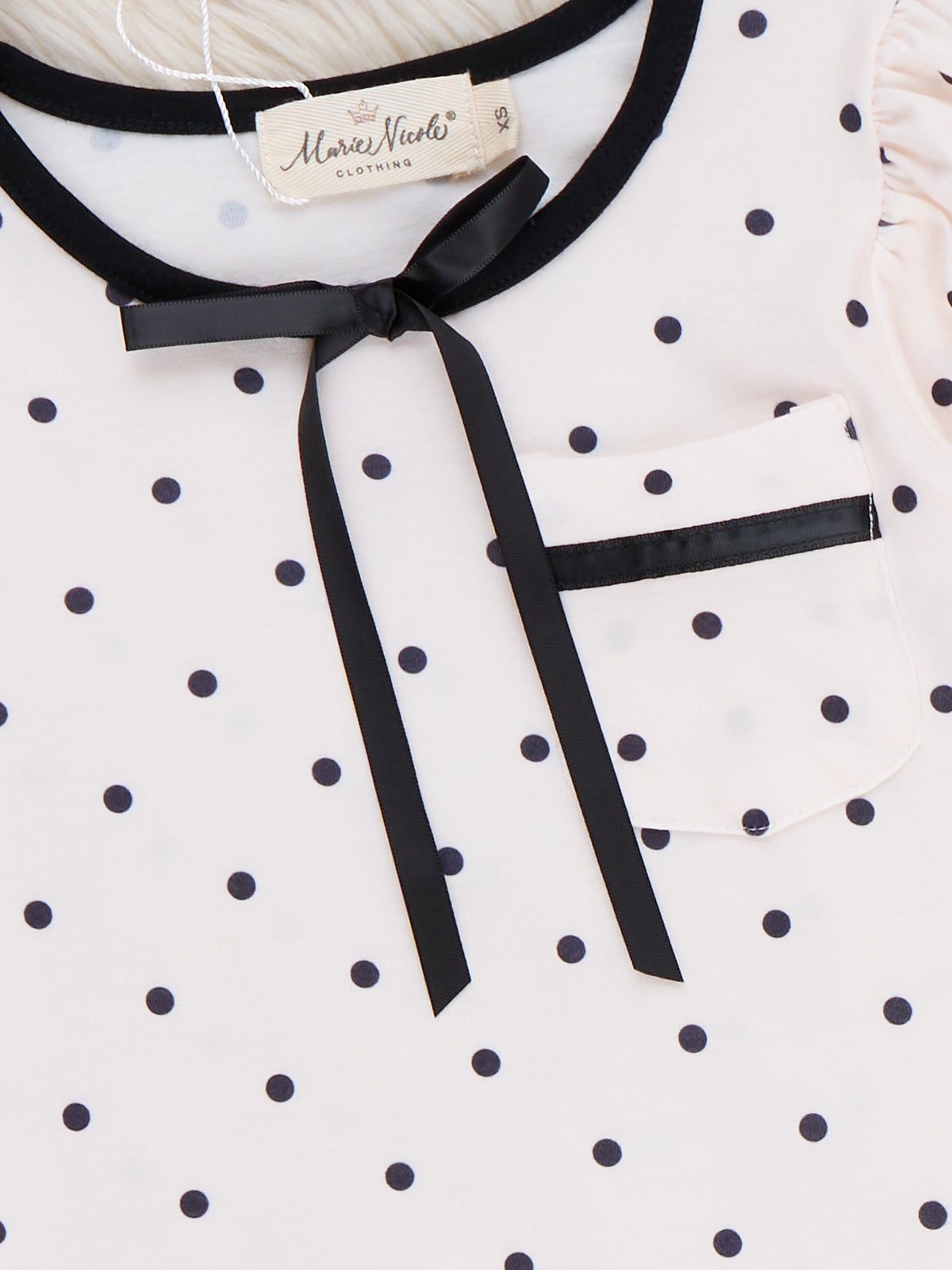 Polka Dot Bow Ruffle Nightgown - Marie Nicole Clothing