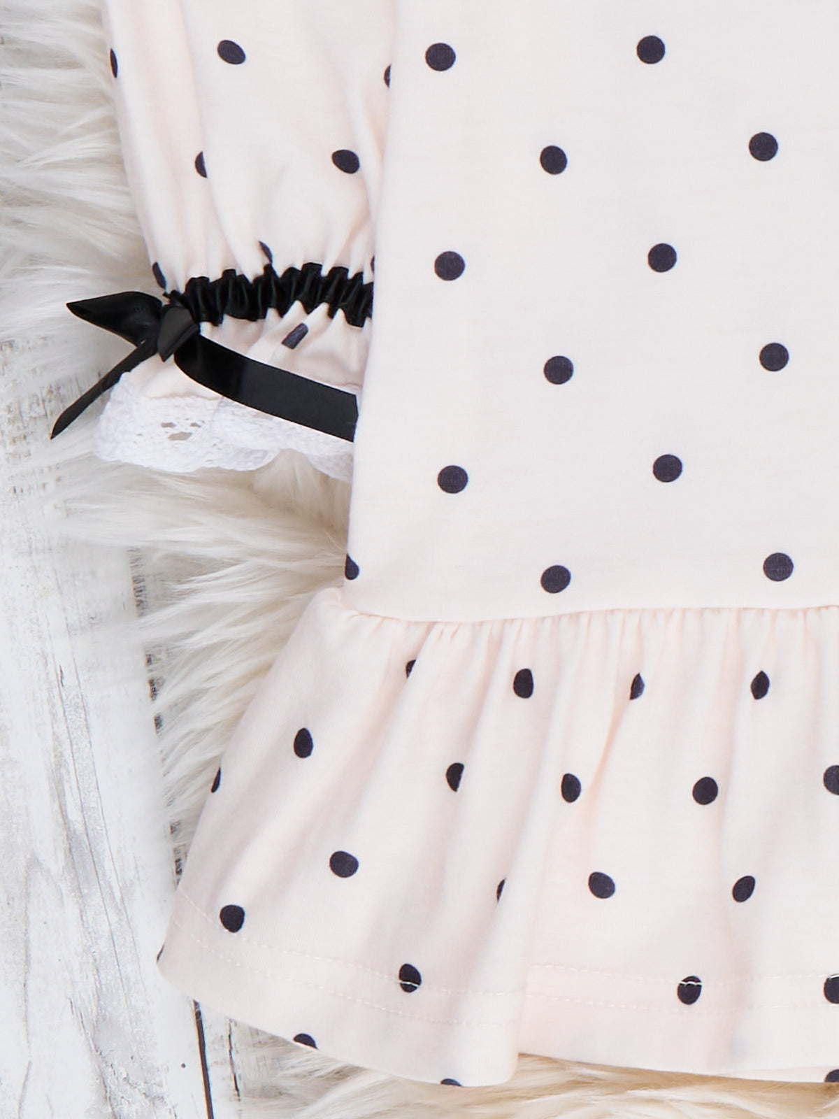 Polka Dot Bow Ruffle Nightgown - Marie Nicole Clothing