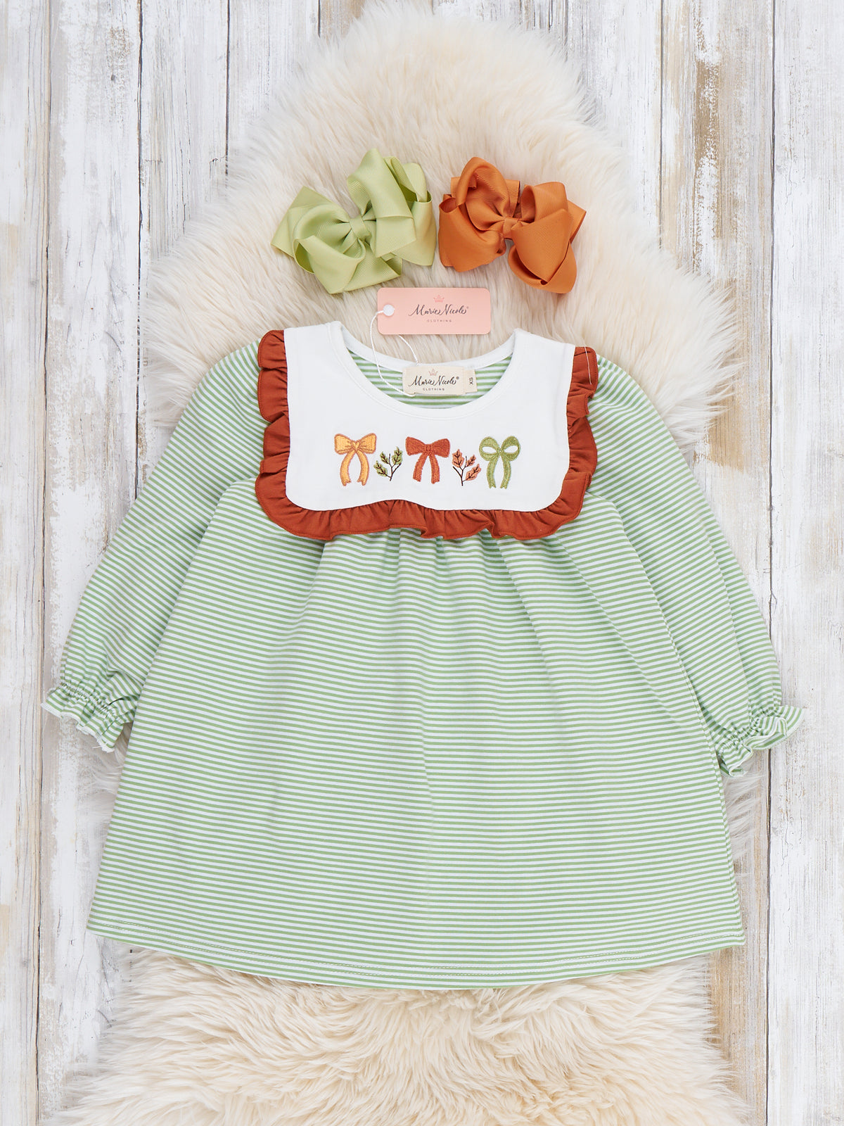 Sweet Bow Embroidered Ruffle Dress - Marie Nicole Clothing