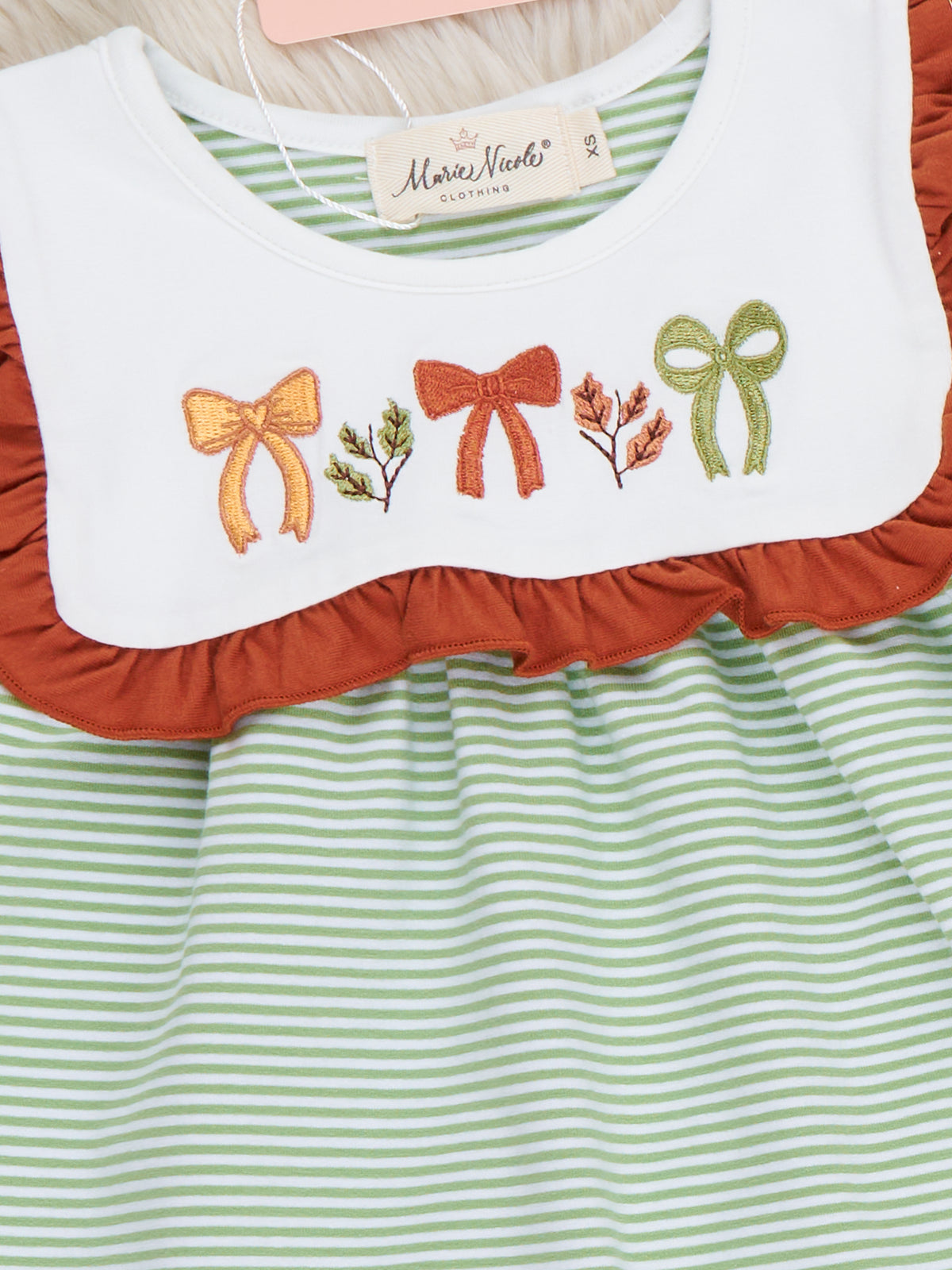 Sweet Bow Embroidered Ruffle Dress - Marie Nicole Clothing