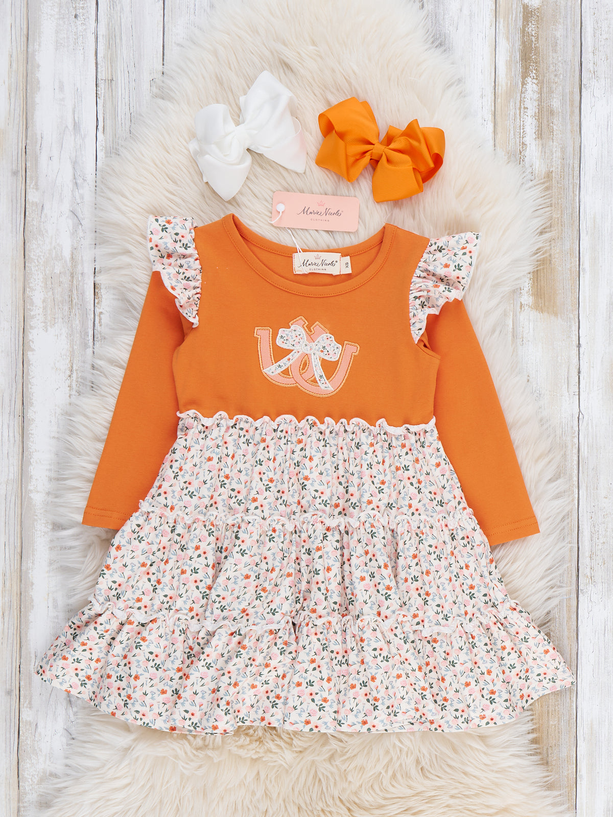 Western Luck Horseshoe Embroidered Dress - Marie Nicole Clothing