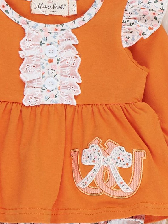 Western Luck Horseshoe Embroidered Romper - Marie Nicole Clothing