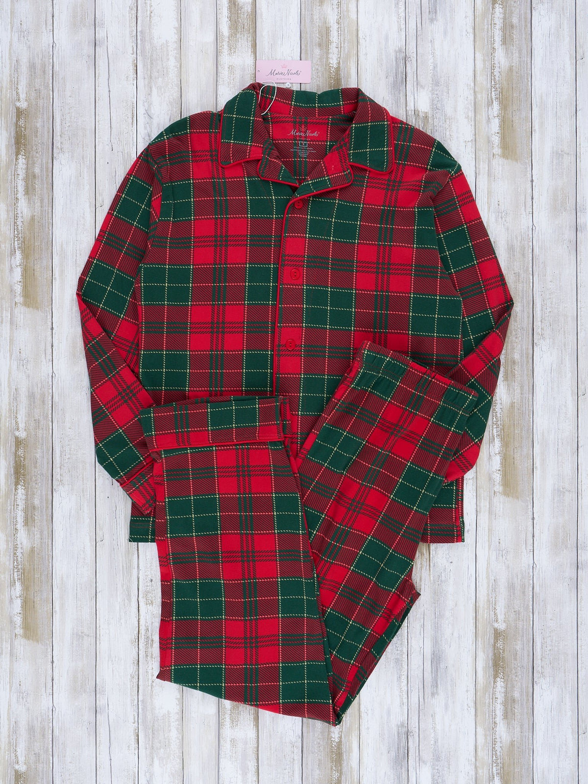 Red & Green Plaid Family Christmas Pajamas - Marie Nicole Clothing