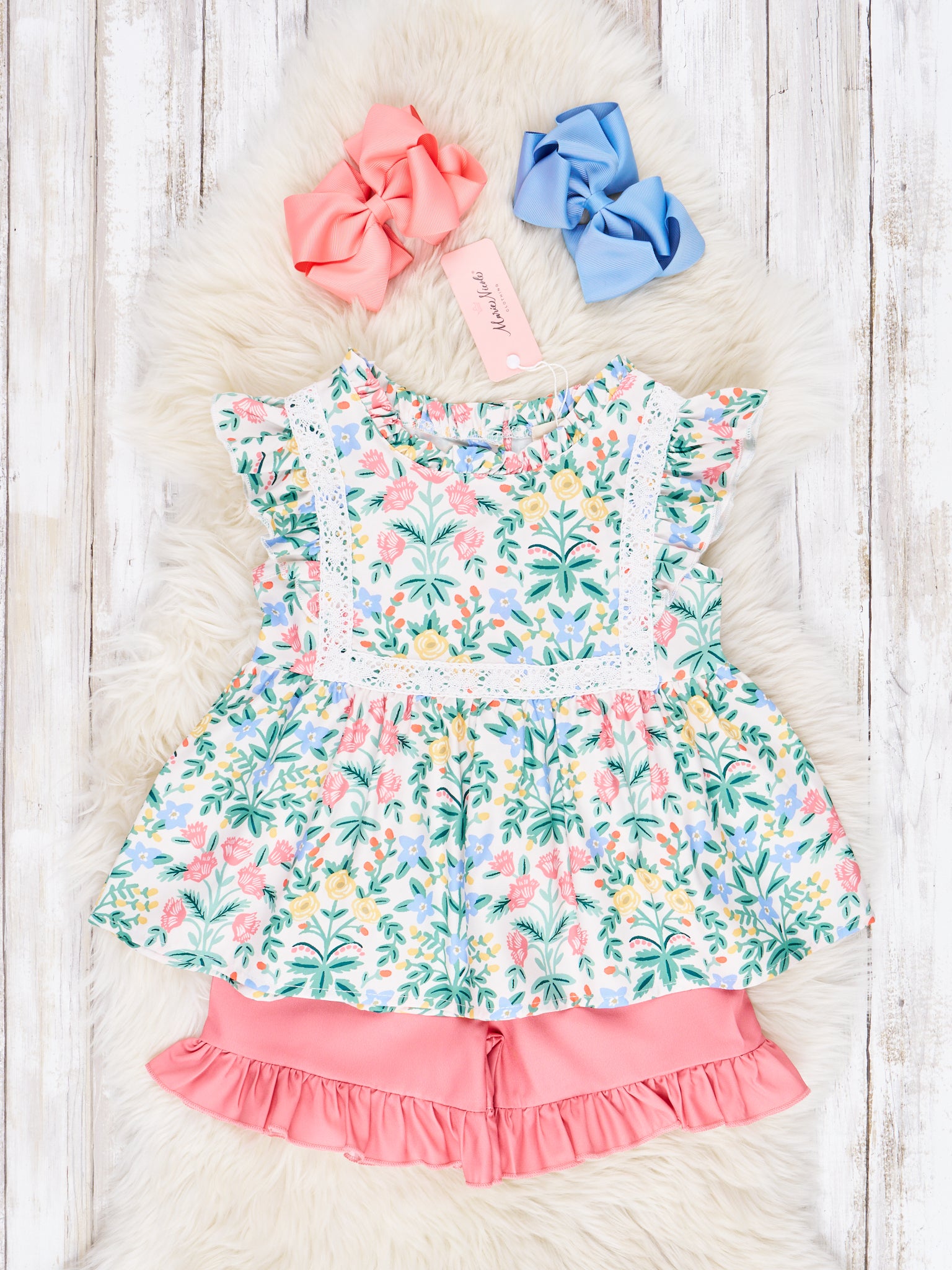 Blooming Floral Ruffle Lace Outfit - Marie Nicole Clothing