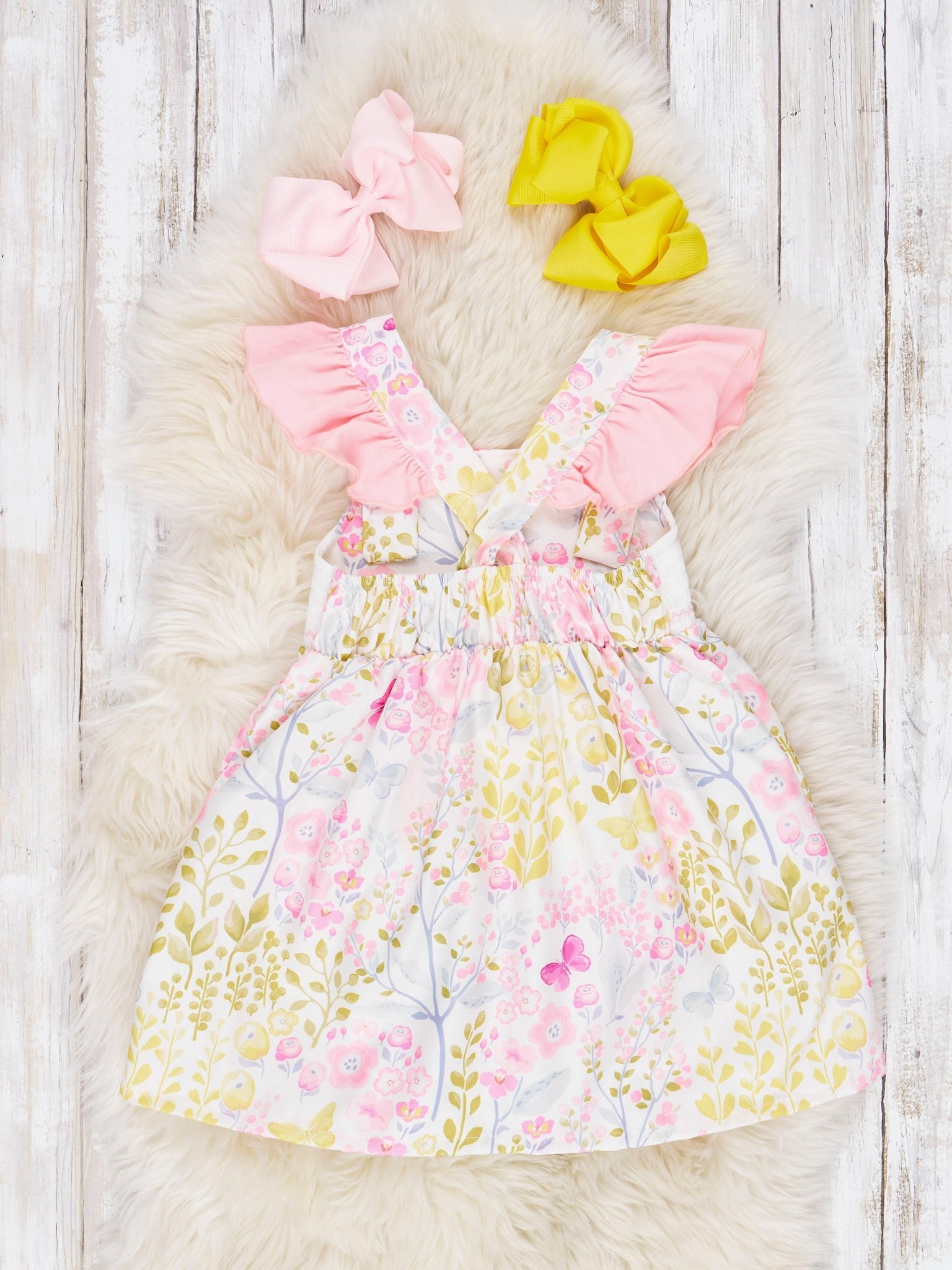 Smocked "Birthday Girl" Floral Ruffle Dress - Marie Nicole Clothing