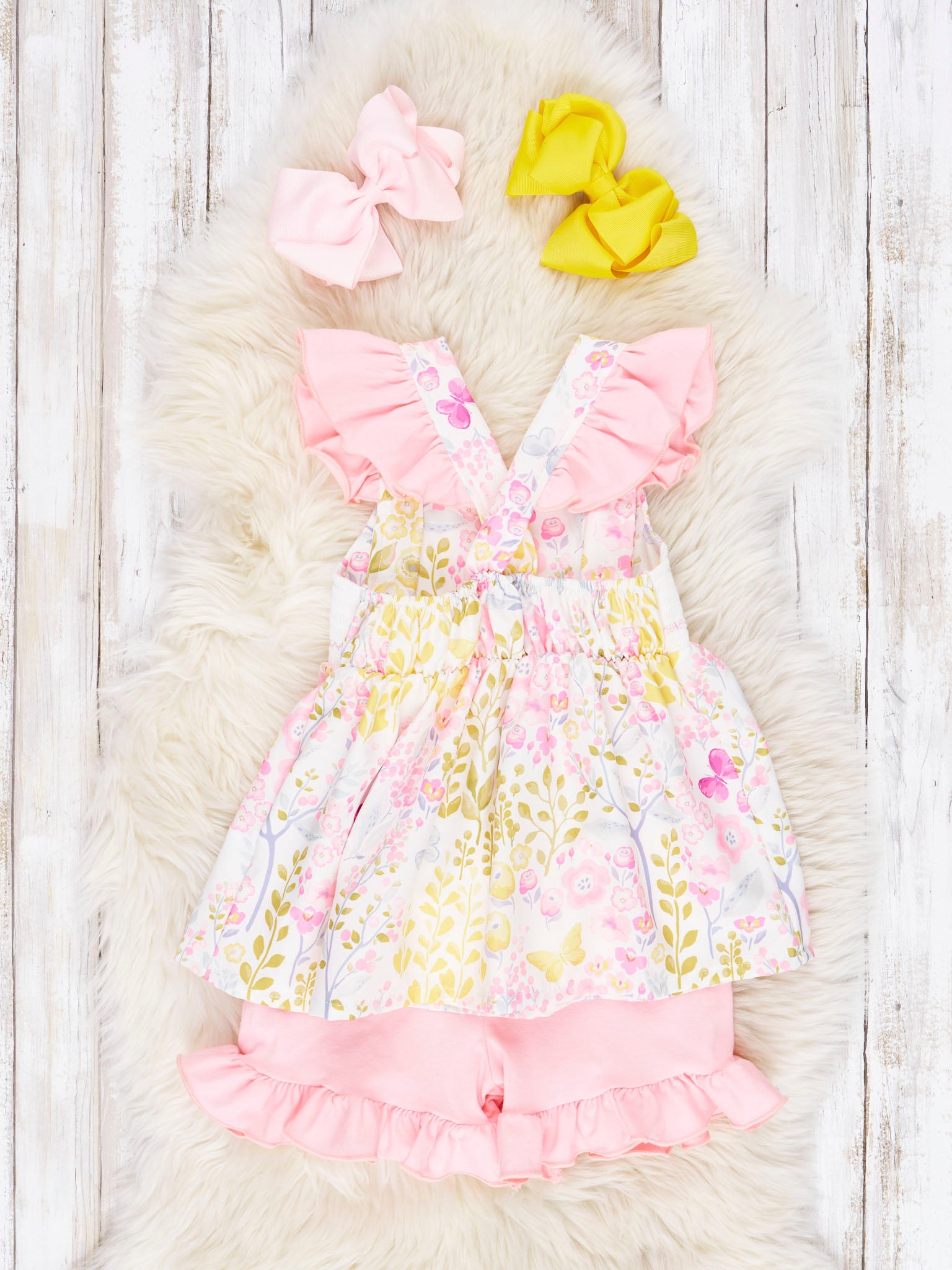 Smocked "Birthday Girl" Floral Ruffle Outfit - Marie Nicole Clothing