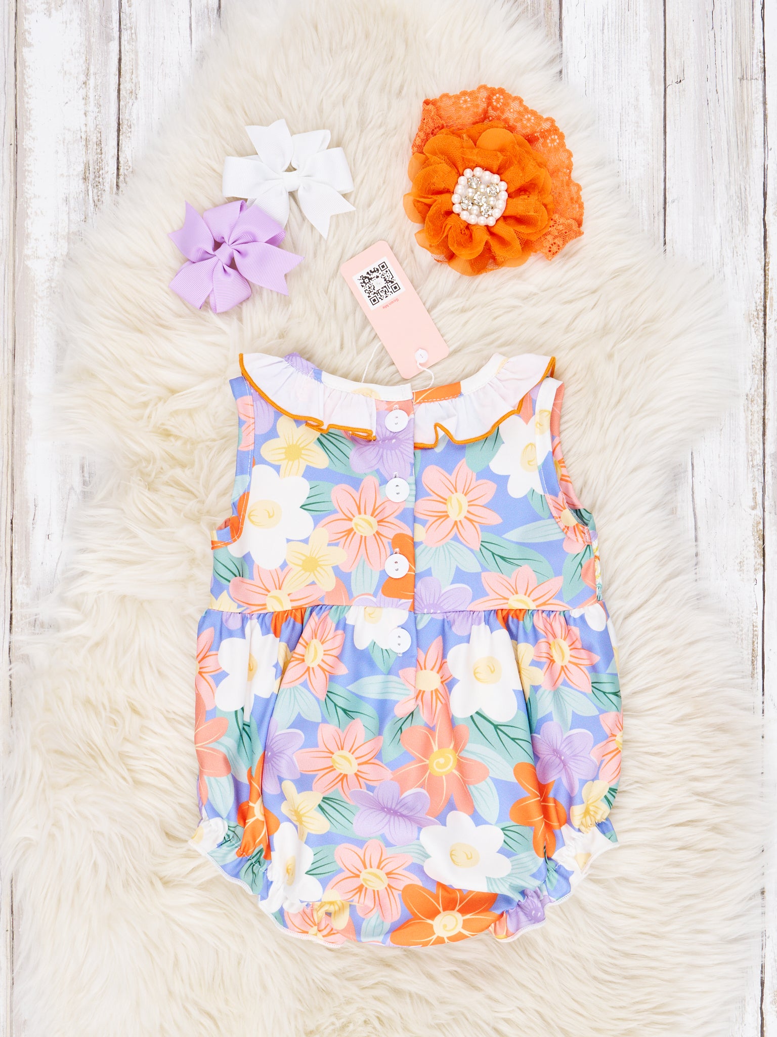 Smocked Bright Floral Ruffle Tank Romper - Marie Nicole Clothing