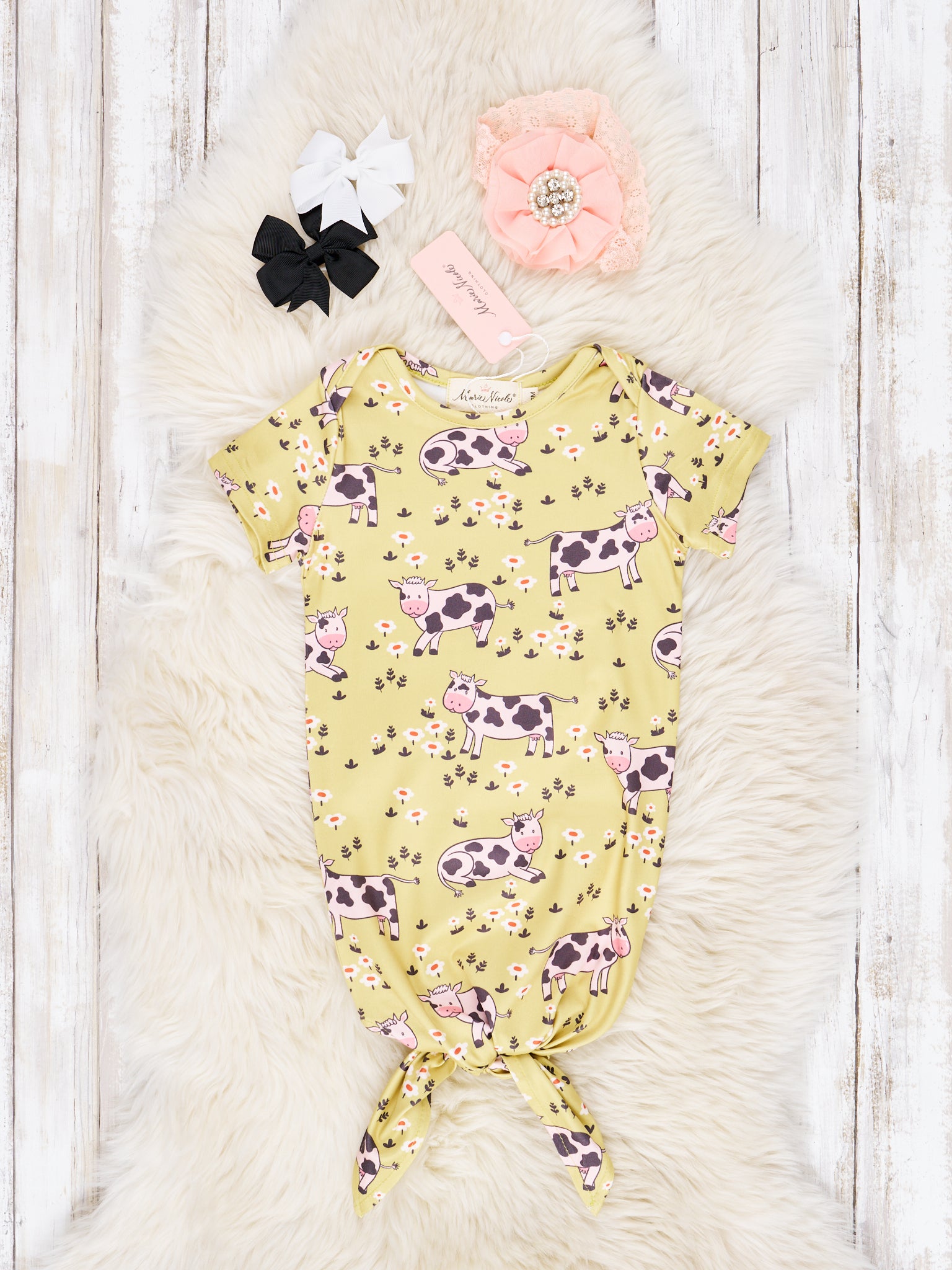 Funky Cow Ruffle Knot Gown - Marie Nicole Clothing