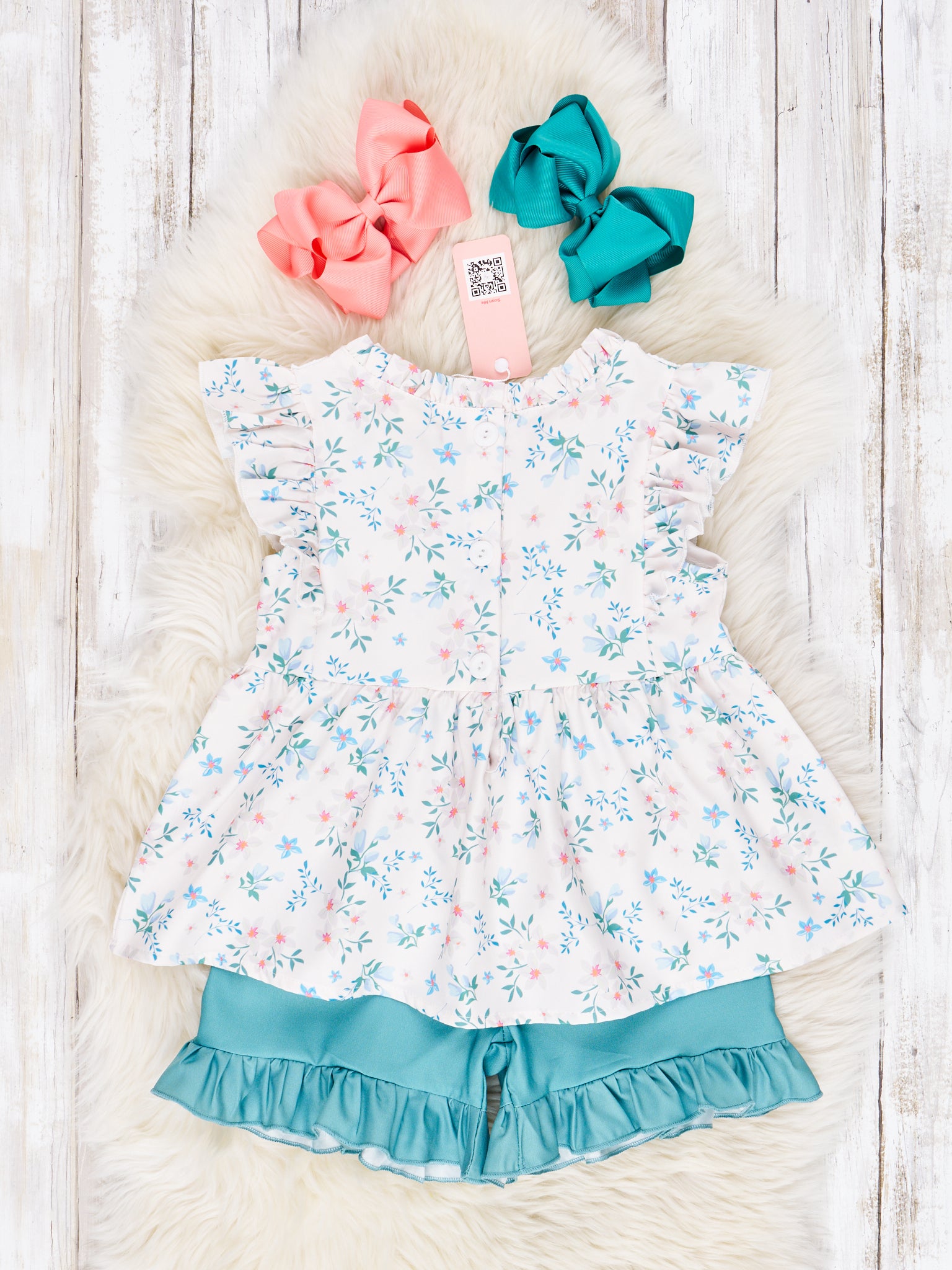 Cream Floral Ruffle Lace Outfit - Marie Nicole Clothing