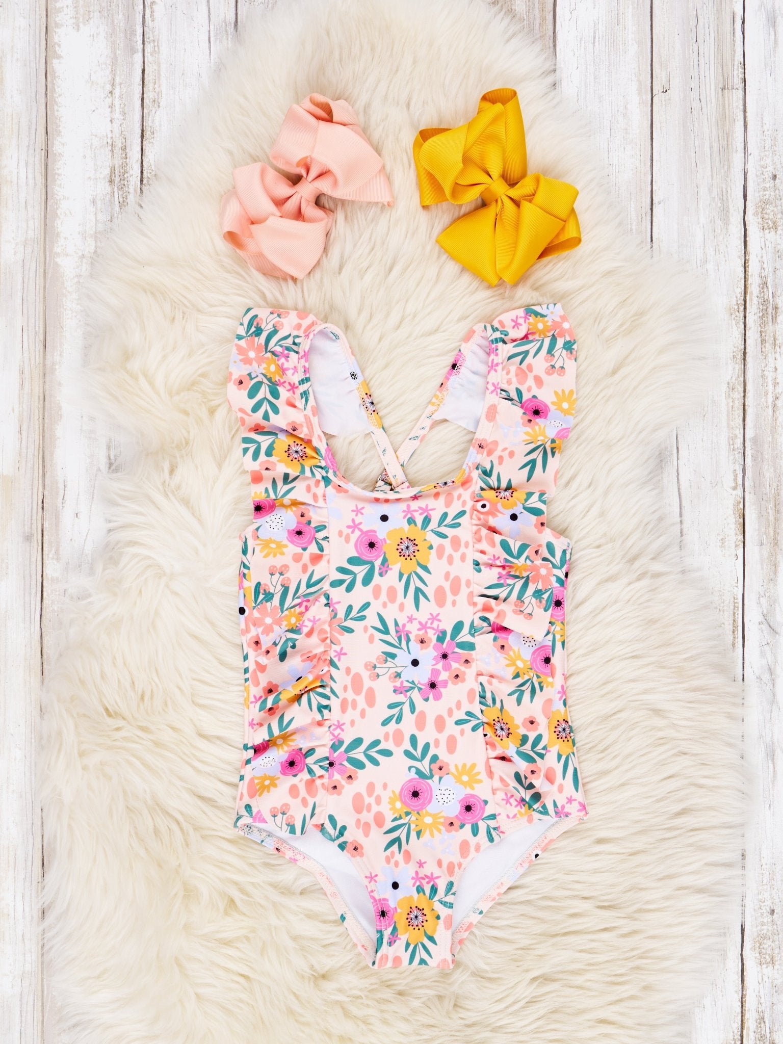 Summer Floral Ruffle One - Piece Swimsuit - Marie Nicole Clothing
