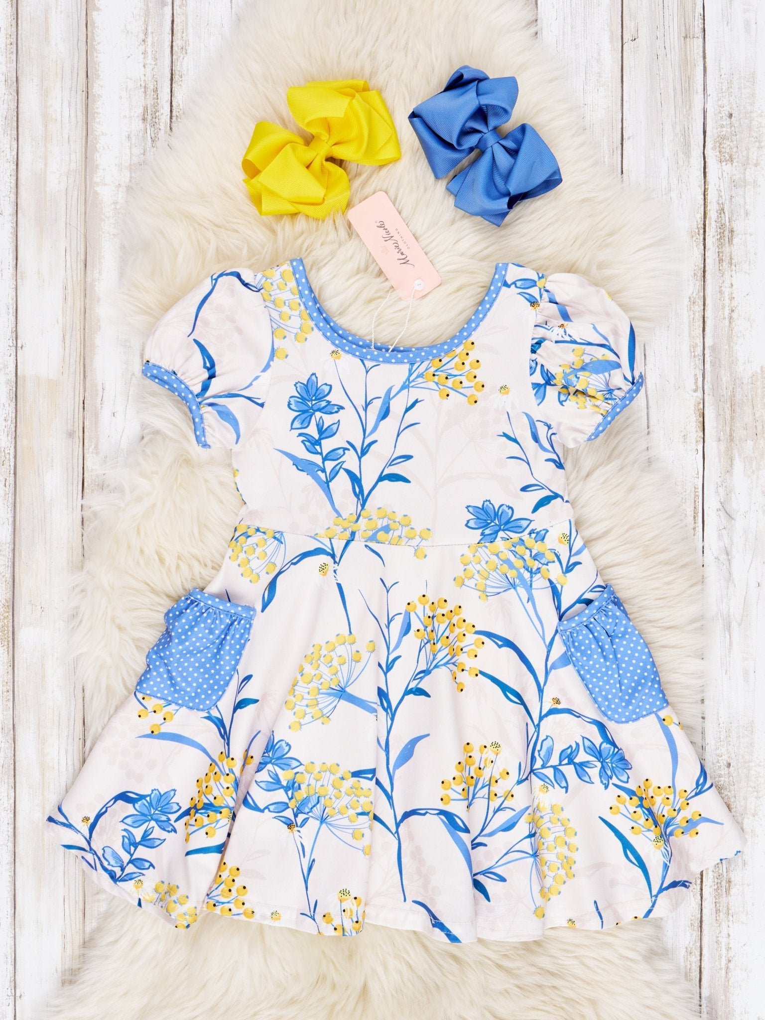 Polka Dot Floral Pocket Dress - Marie Nicole Clothing