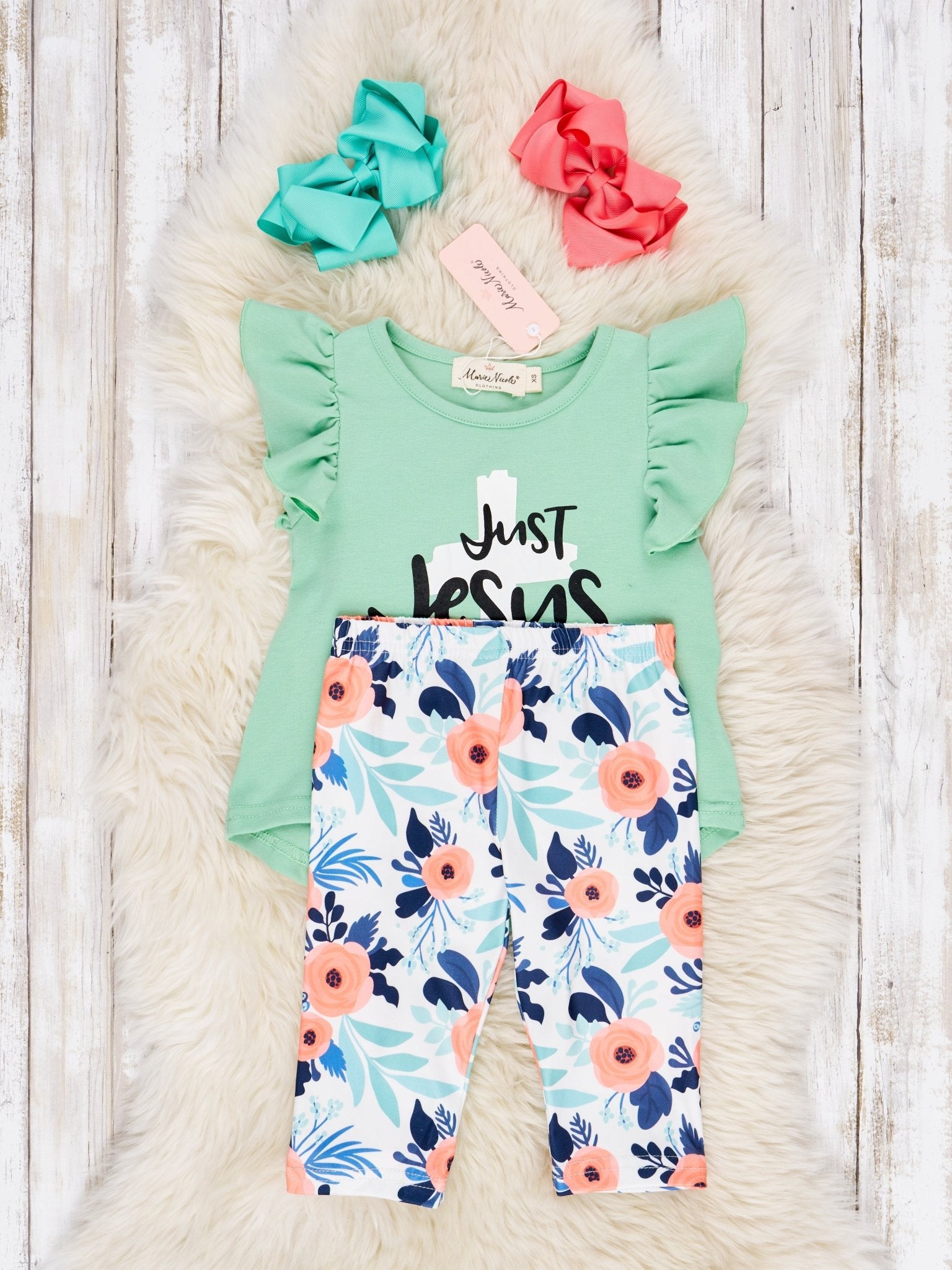 "Just Jesus" Floral Capri Outfit - Marie Nicole Clothing