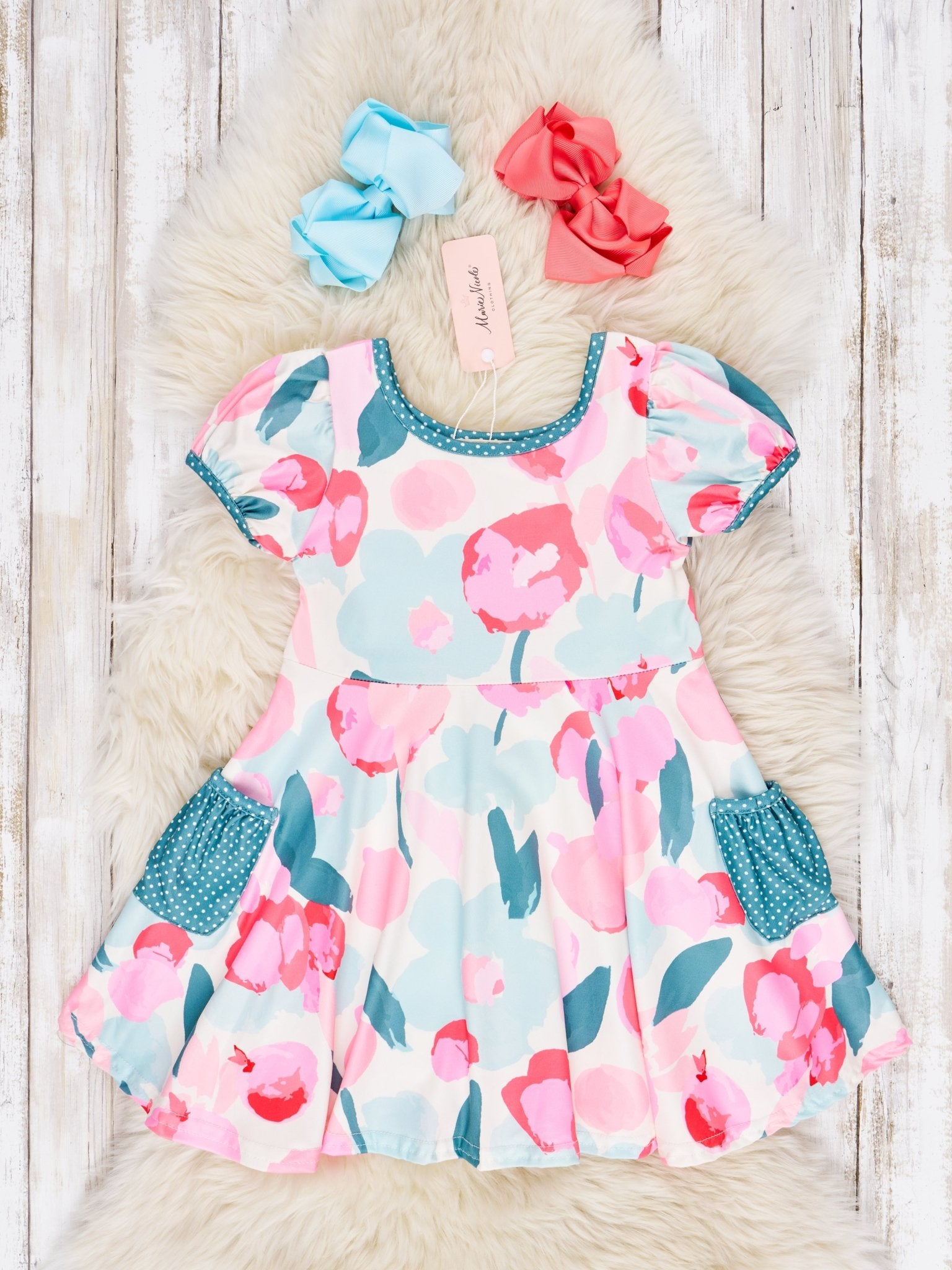 Watercolor Floral Pocket Dress - Marie Nicole Clothing
