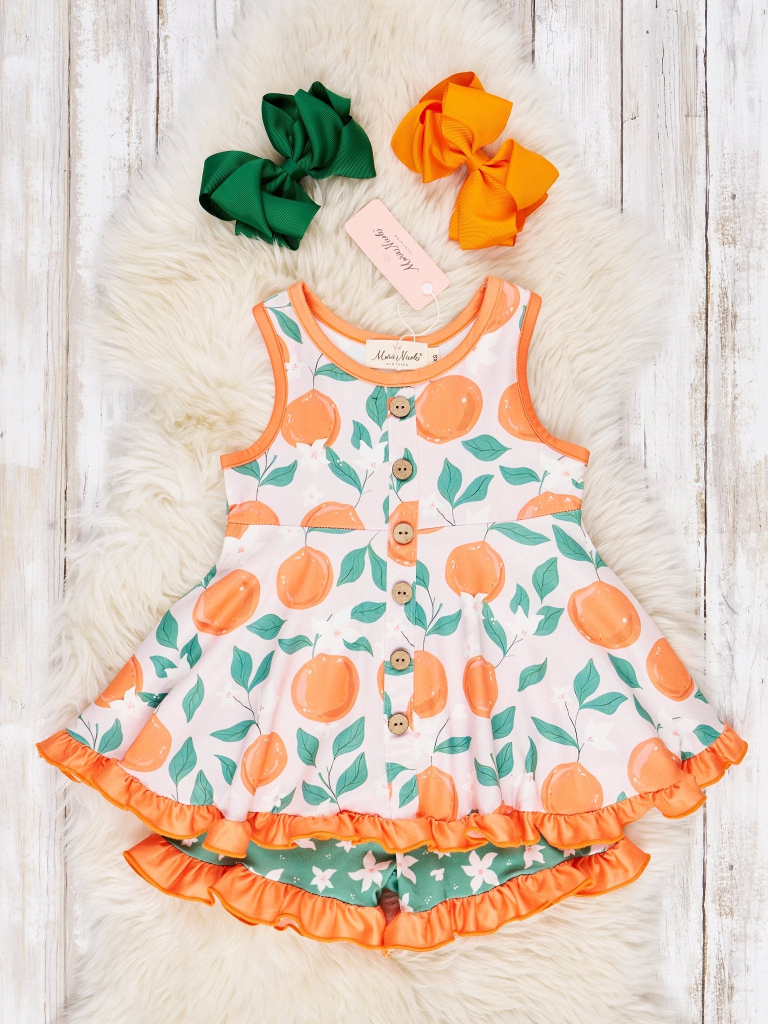 Oranges & Floral Ruffle Outfit - Marie Nicole Clothing