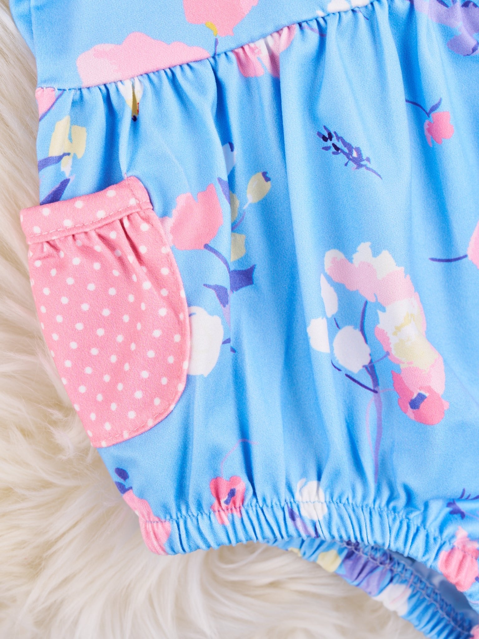 Floral Polka Dot Pocket Romper - Marie Nicole Clothing