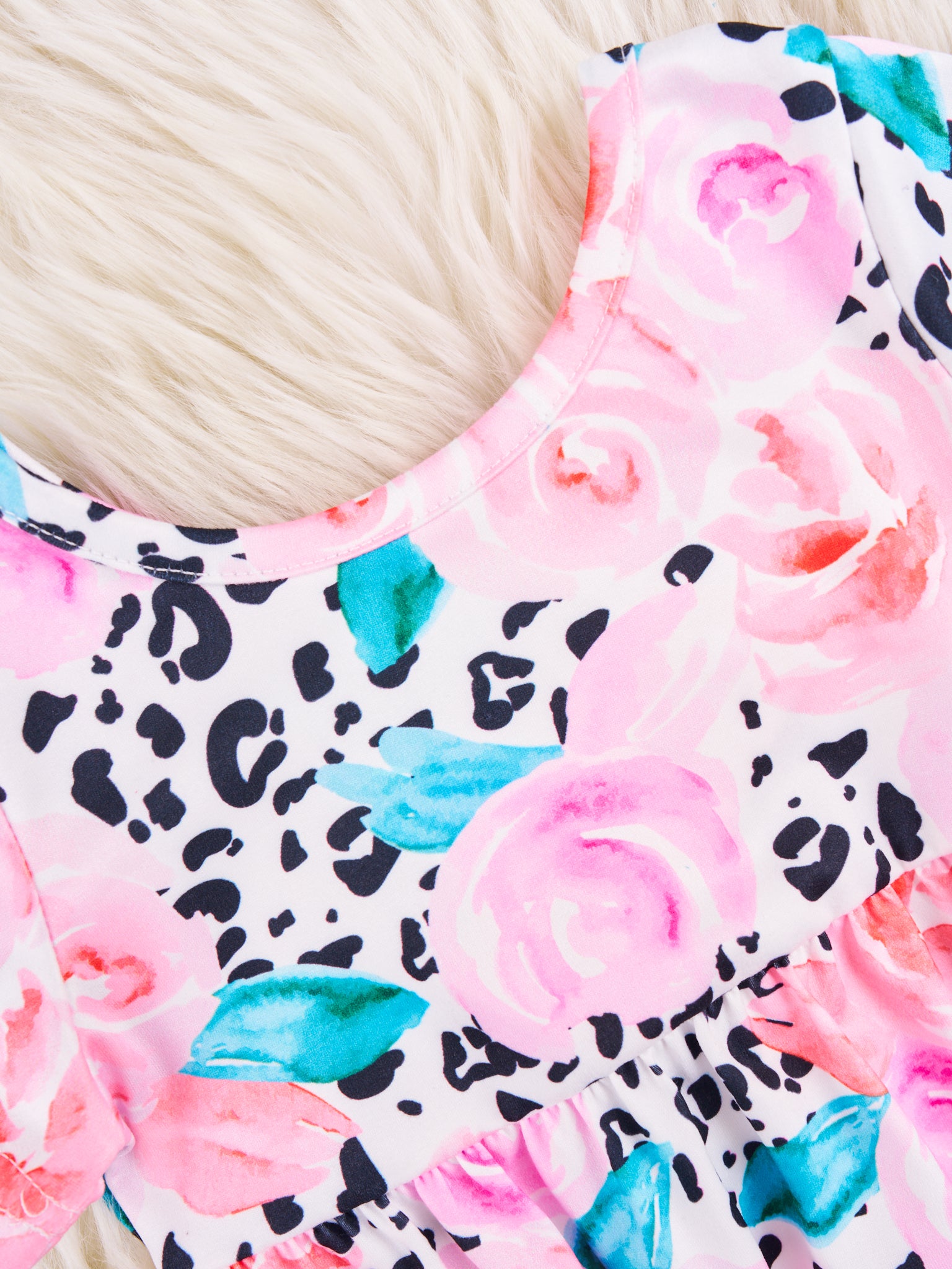 Leopard Rose Ruffle Romper - Marie Nicole Clothing