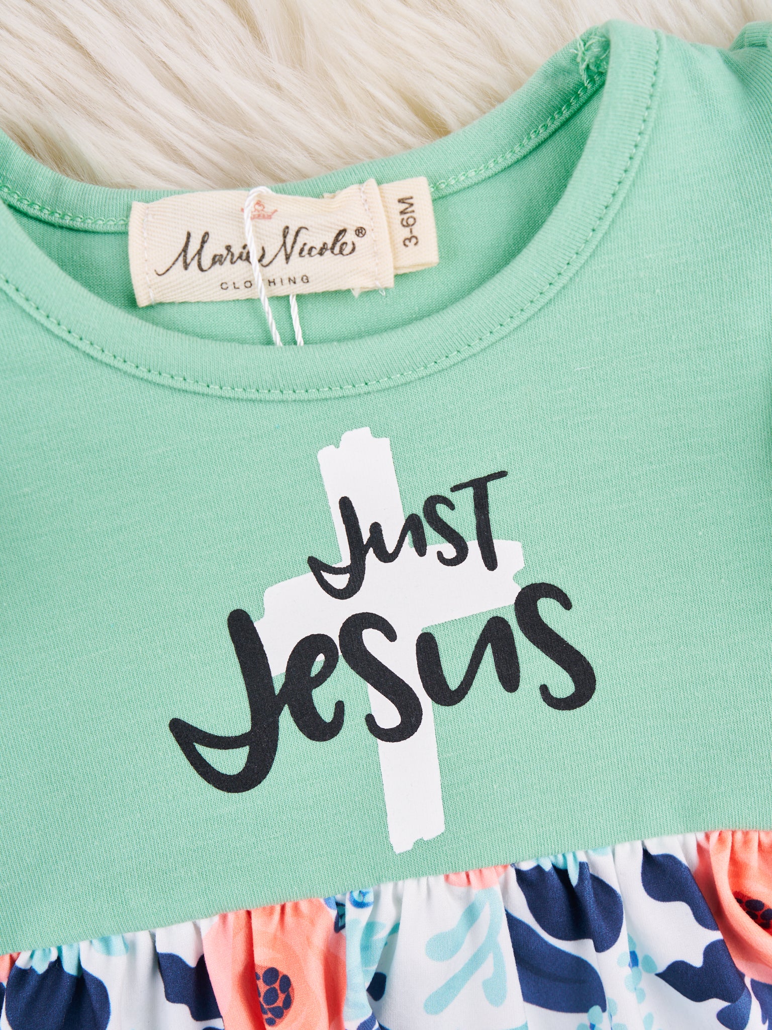 "Just Jesus" Floral Dressy Romper - Marie Nicole Clothing
