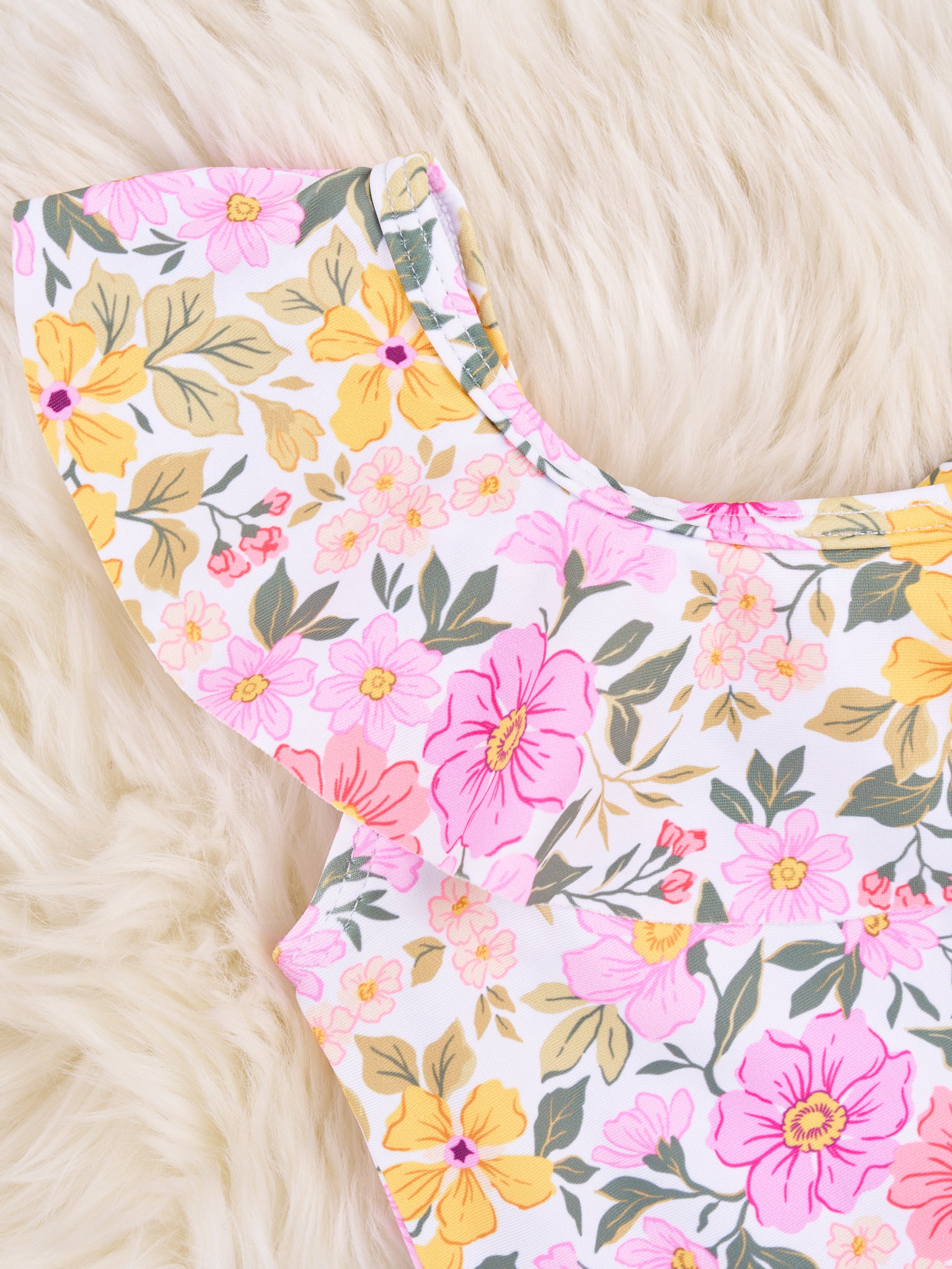 Asymmetrical Floral Ruffle One - Piece Swimsuit - Marie Nicole Clothing