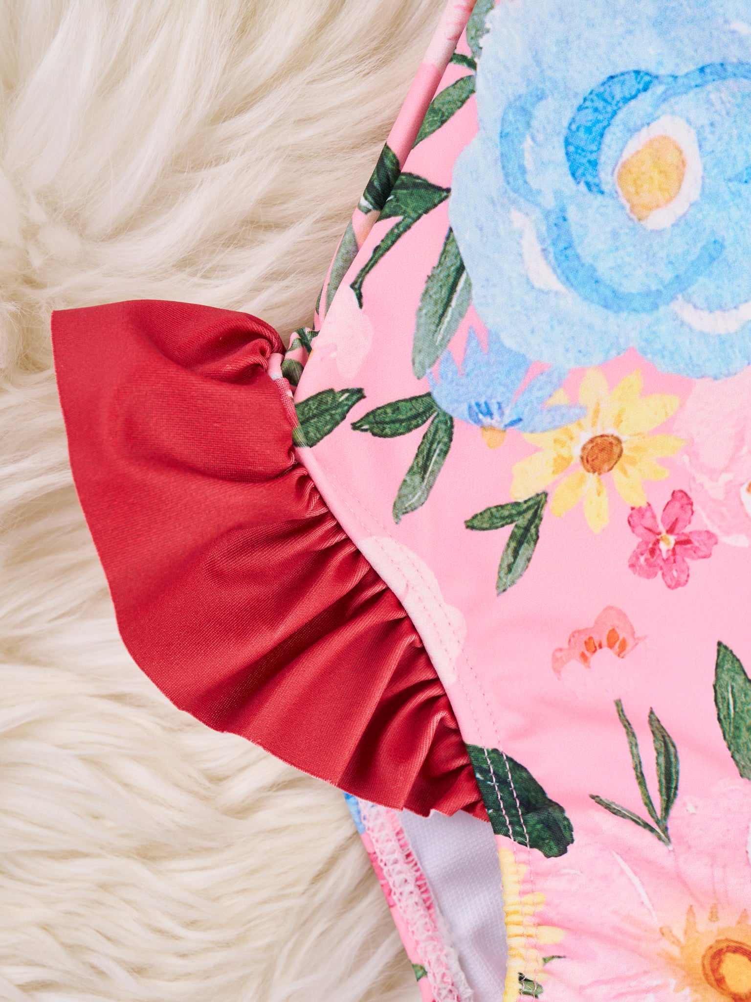 Roses Ruffle Rash Guard Swimsuit - Marie Nicole Clothing