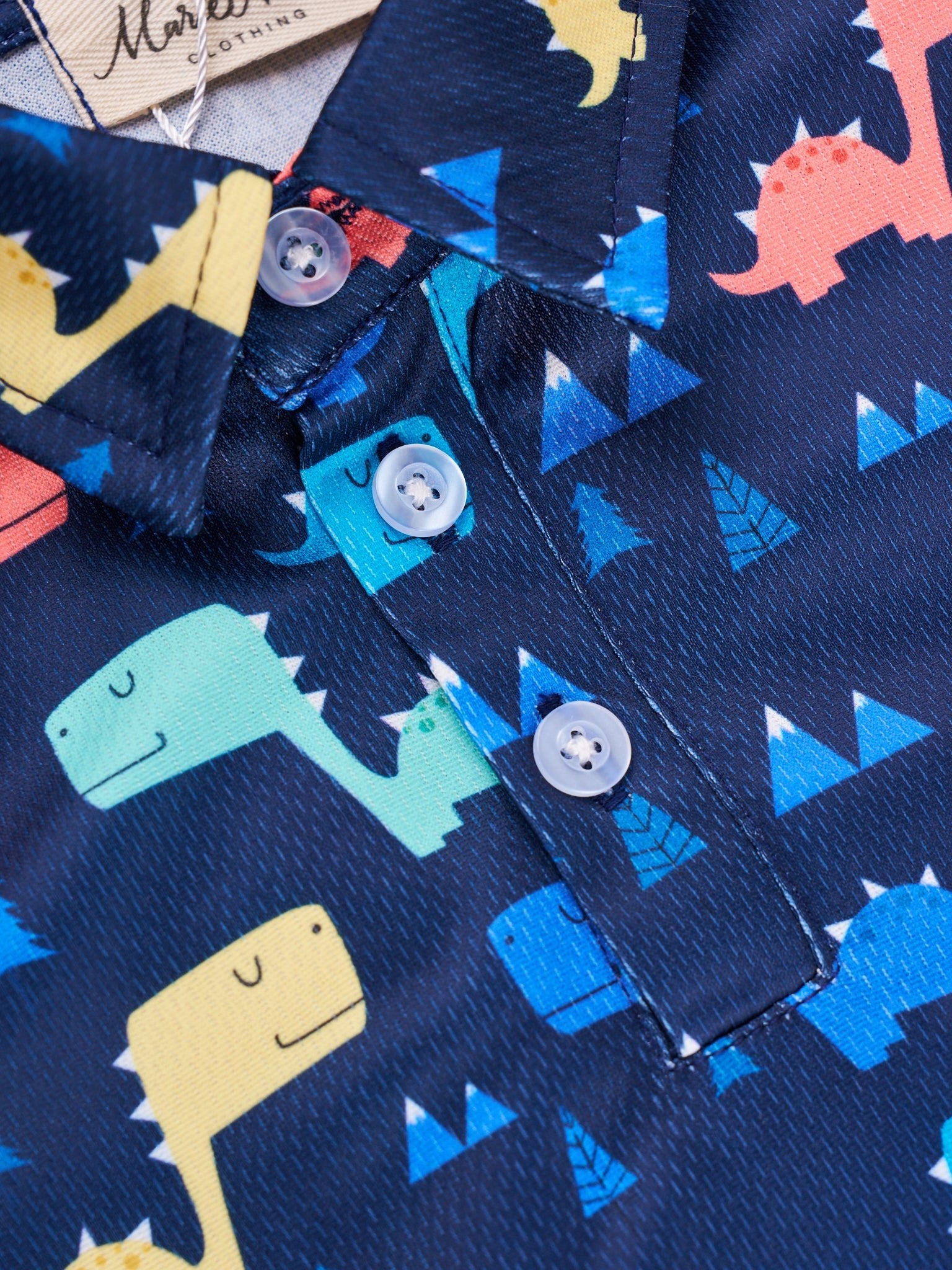 Dark Blue Dino Polo - Marie Nicole Clothing