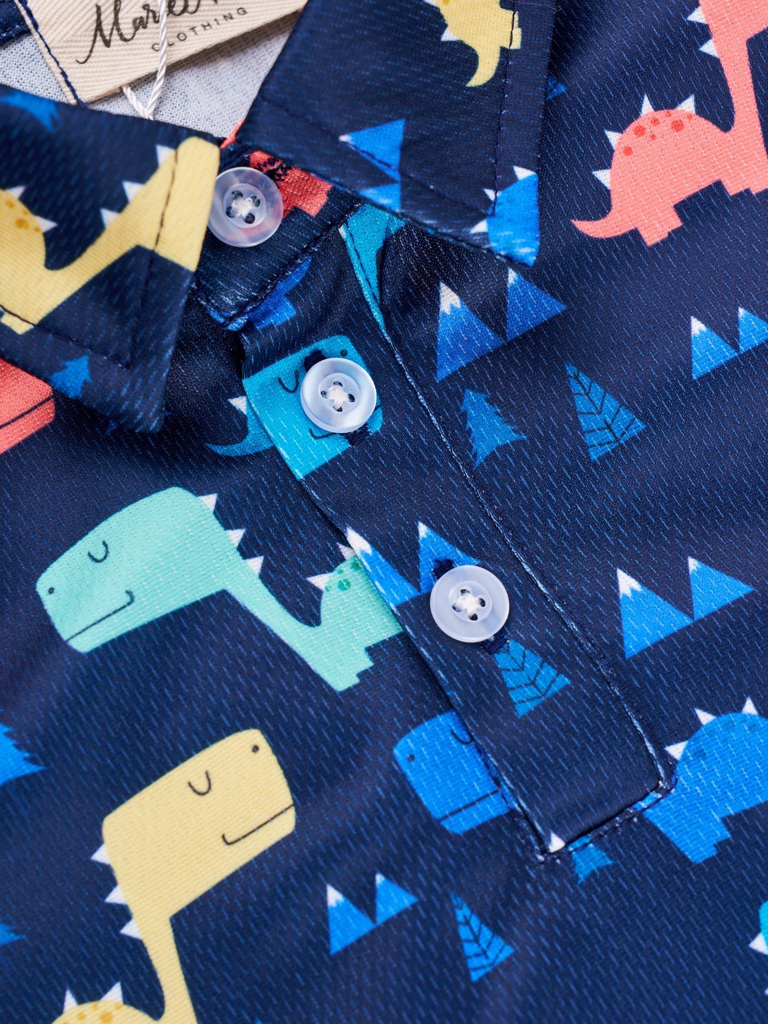 Dark Blue Dino Polo Romper - Marie Nicole Clothing