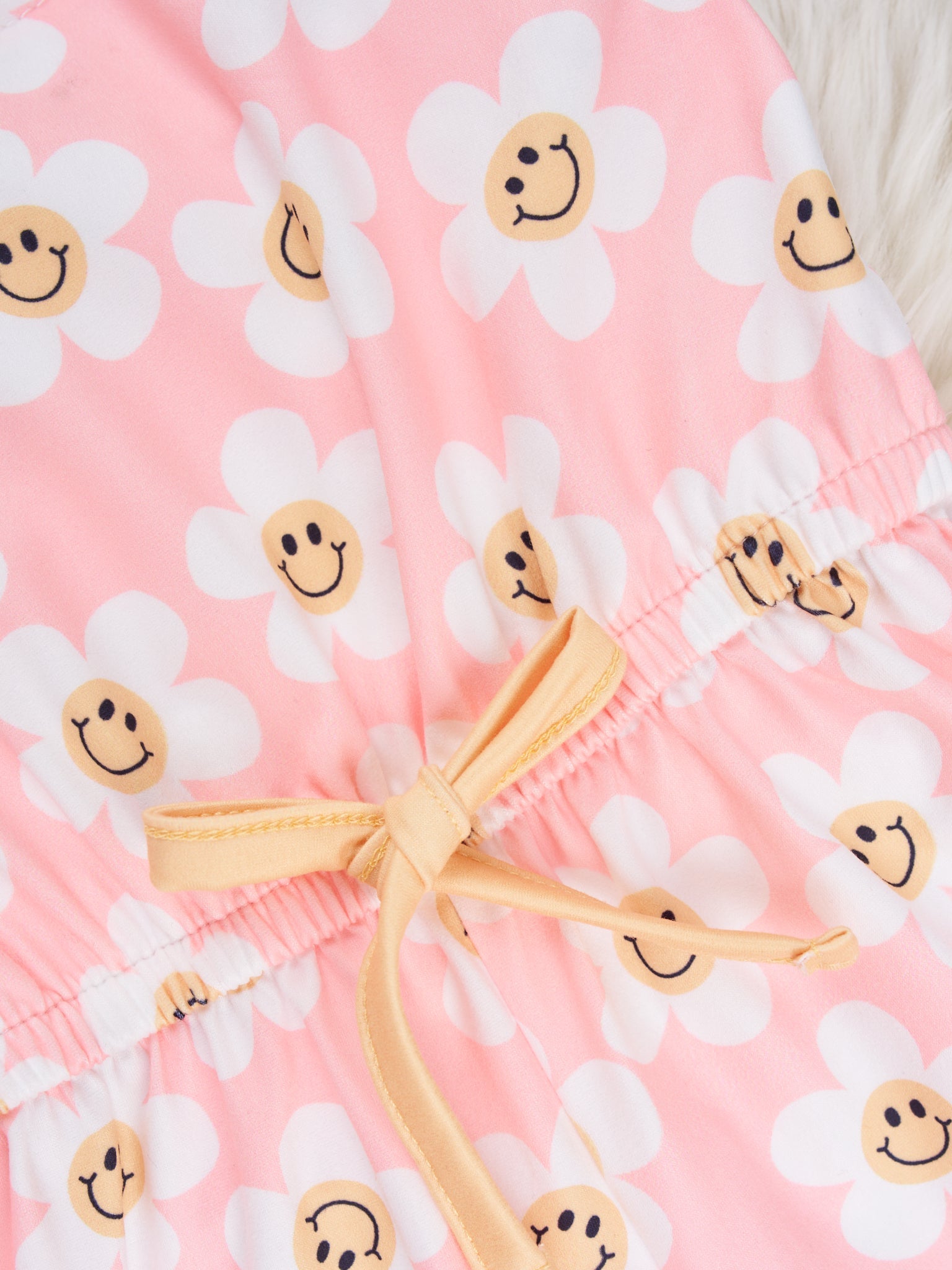 Pink Smiley Daisy Ruffle Jumpsuit - Marie Nicole Clothing