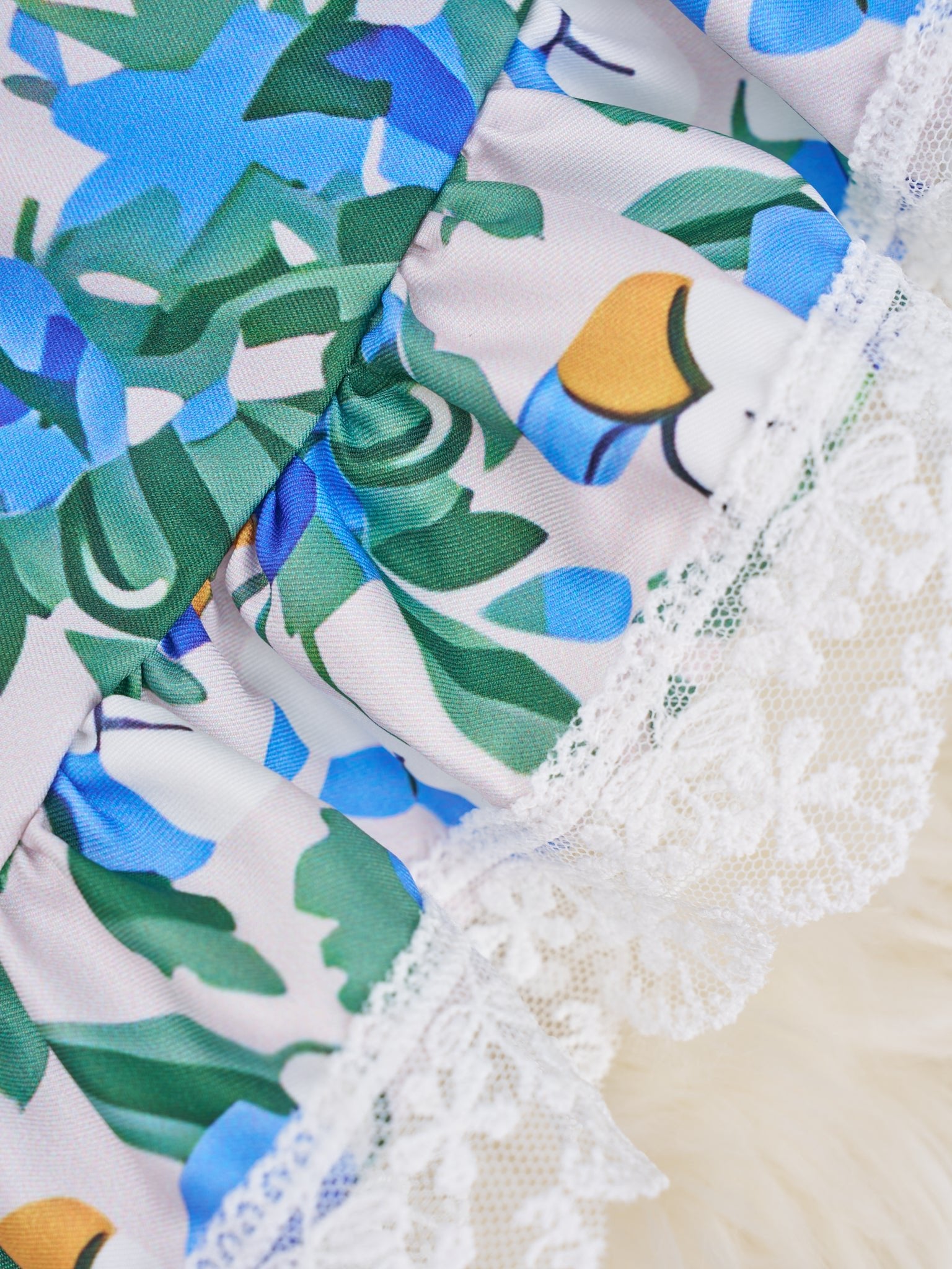 Smocked Royal Blue Floral Ruffle Dress - Marie Nicole Clothing