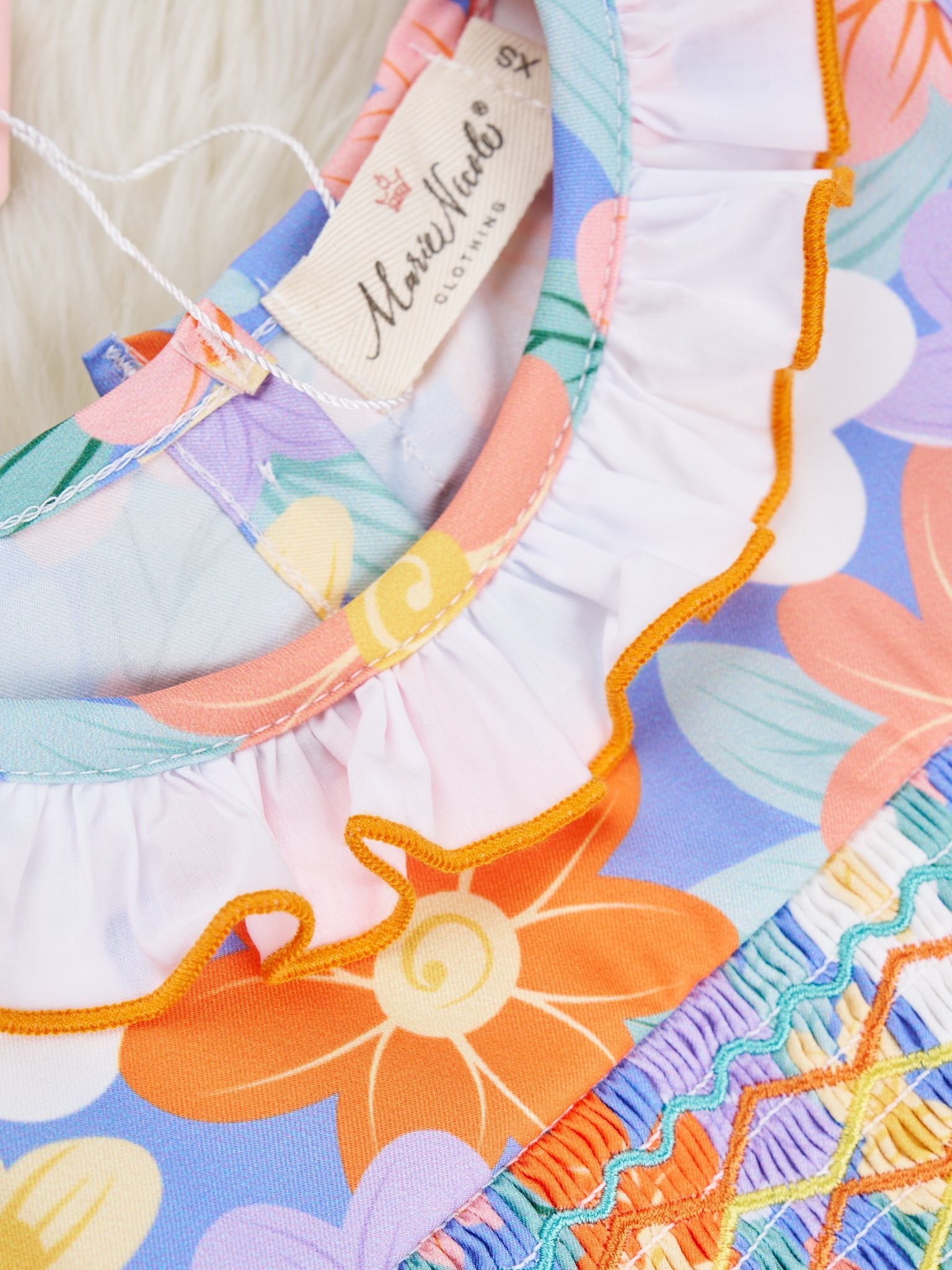 Smocked Bright Floral Ruffle Tank Dress - Marie Nicole Clothing