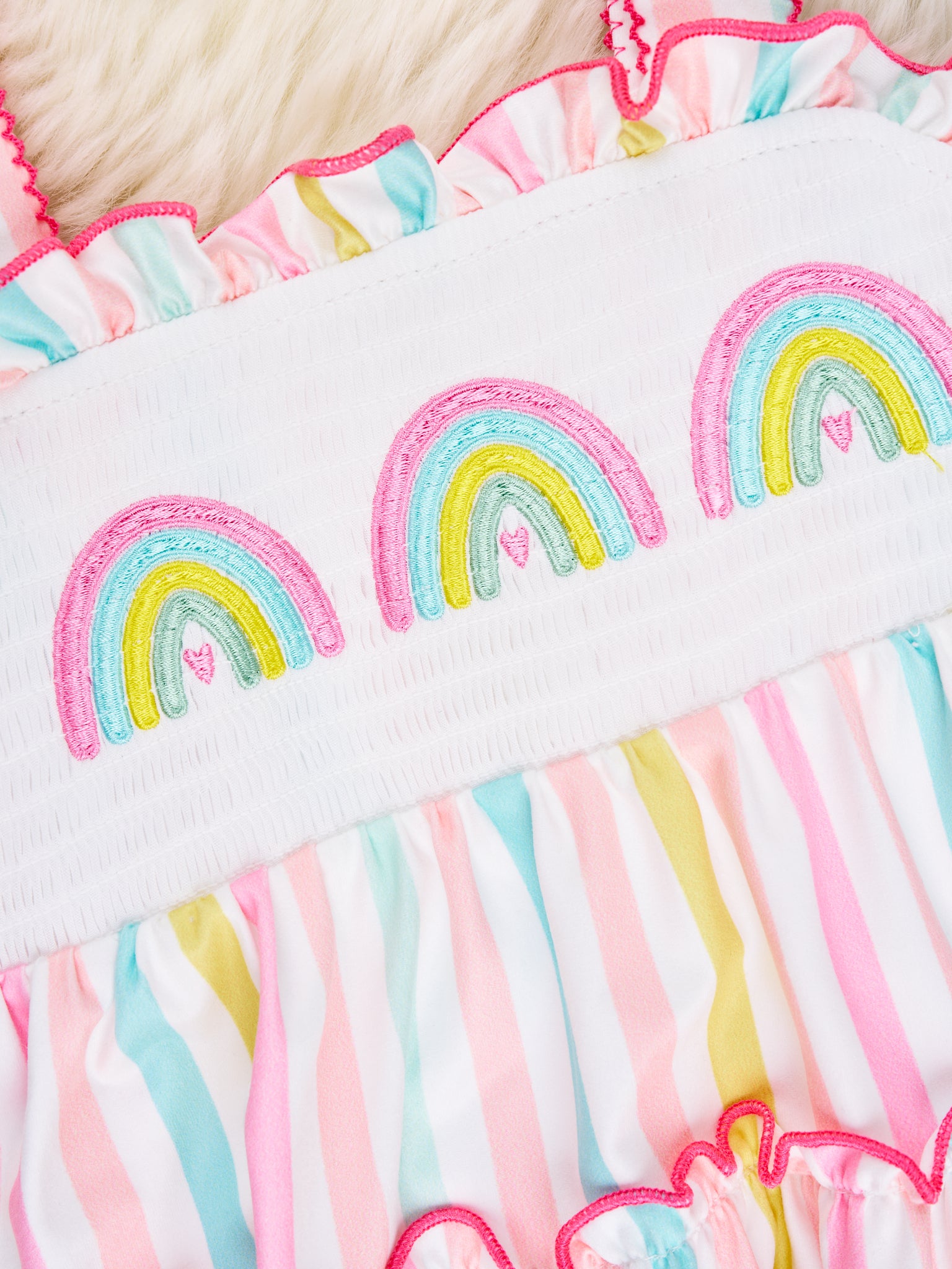 Smocked Striped Rainbow Tank Dress - Marie Nicole Clothing