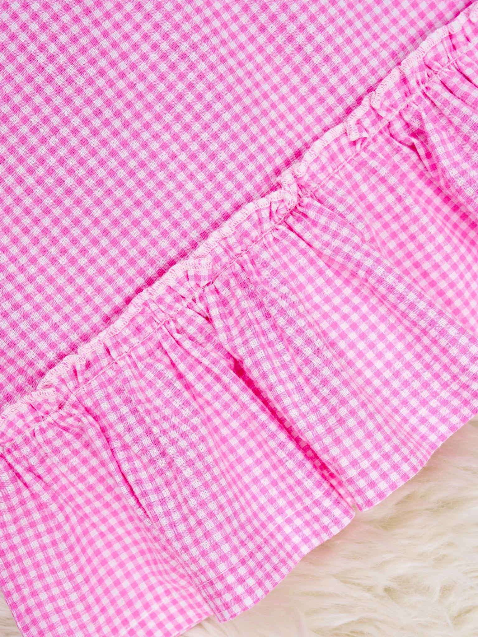 Pink Gingham Peplum Tank & Denim Shorts Outfit - Marie Nicole Clothing