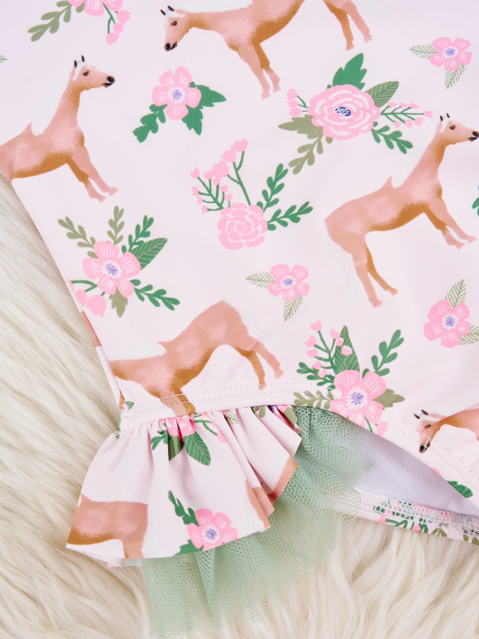 Sage Floral Horse Tulle Swimsuit - Marie Nicole Clothing