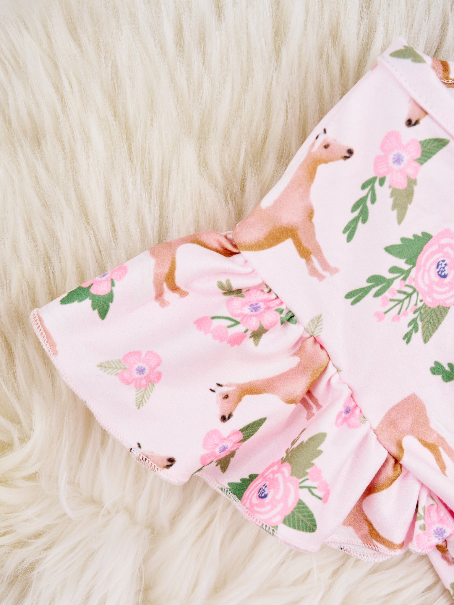 Sage Floral Horse Ruffle Jumpsuit - Marie Nicole Clothing