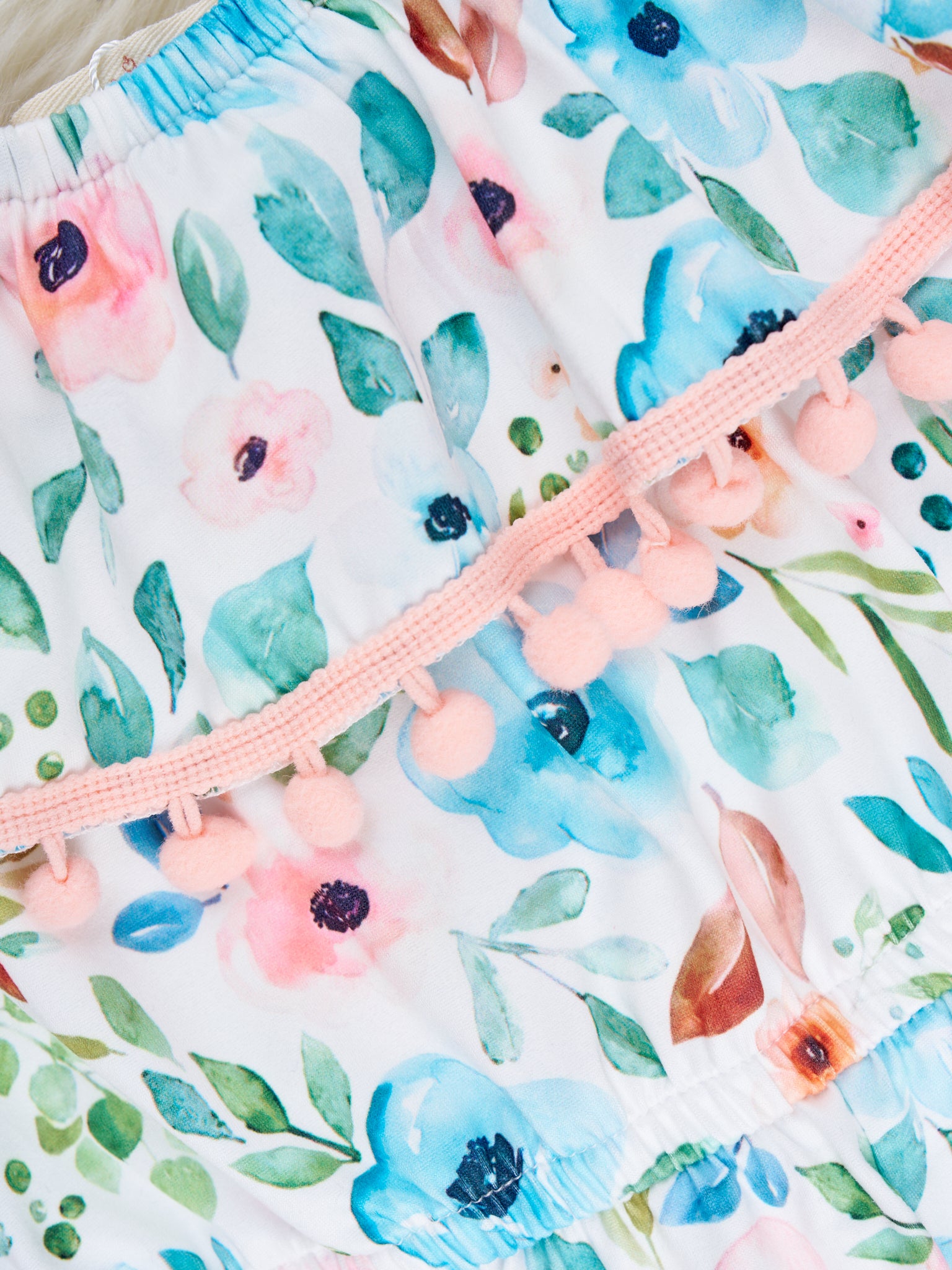 Peach & Blue Anemone Ruffle Jumpsuit - Marie Nicole Clothing