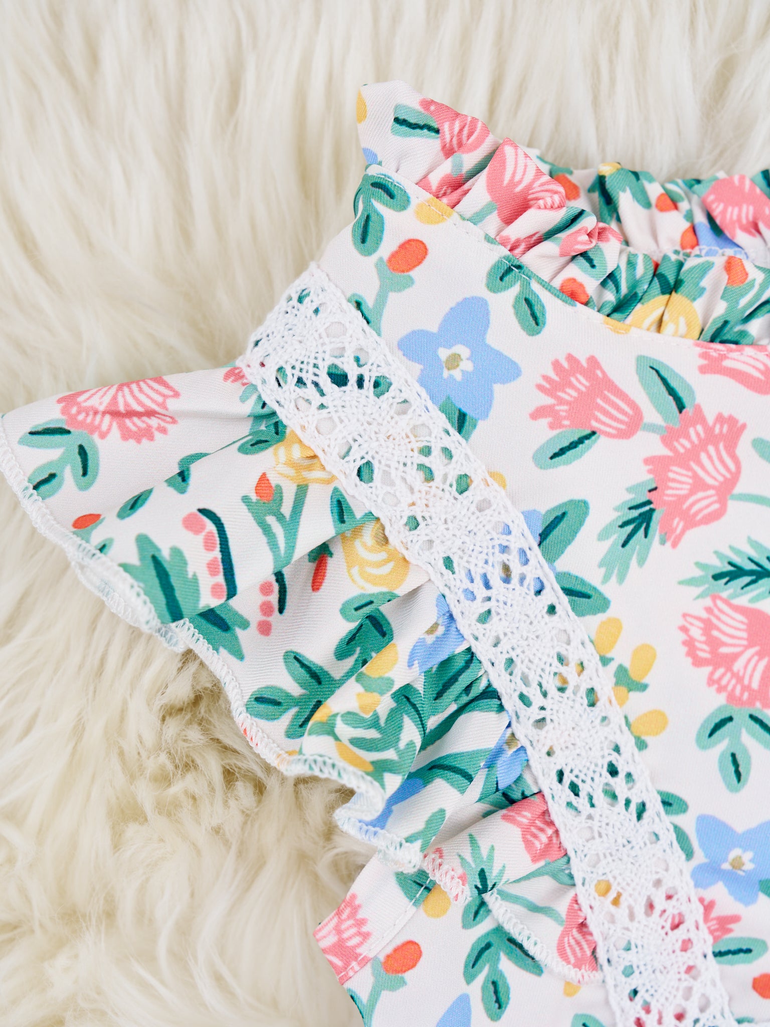 Blooming Floral Ruffle Lace Dress - Marie Nicole Clothing
