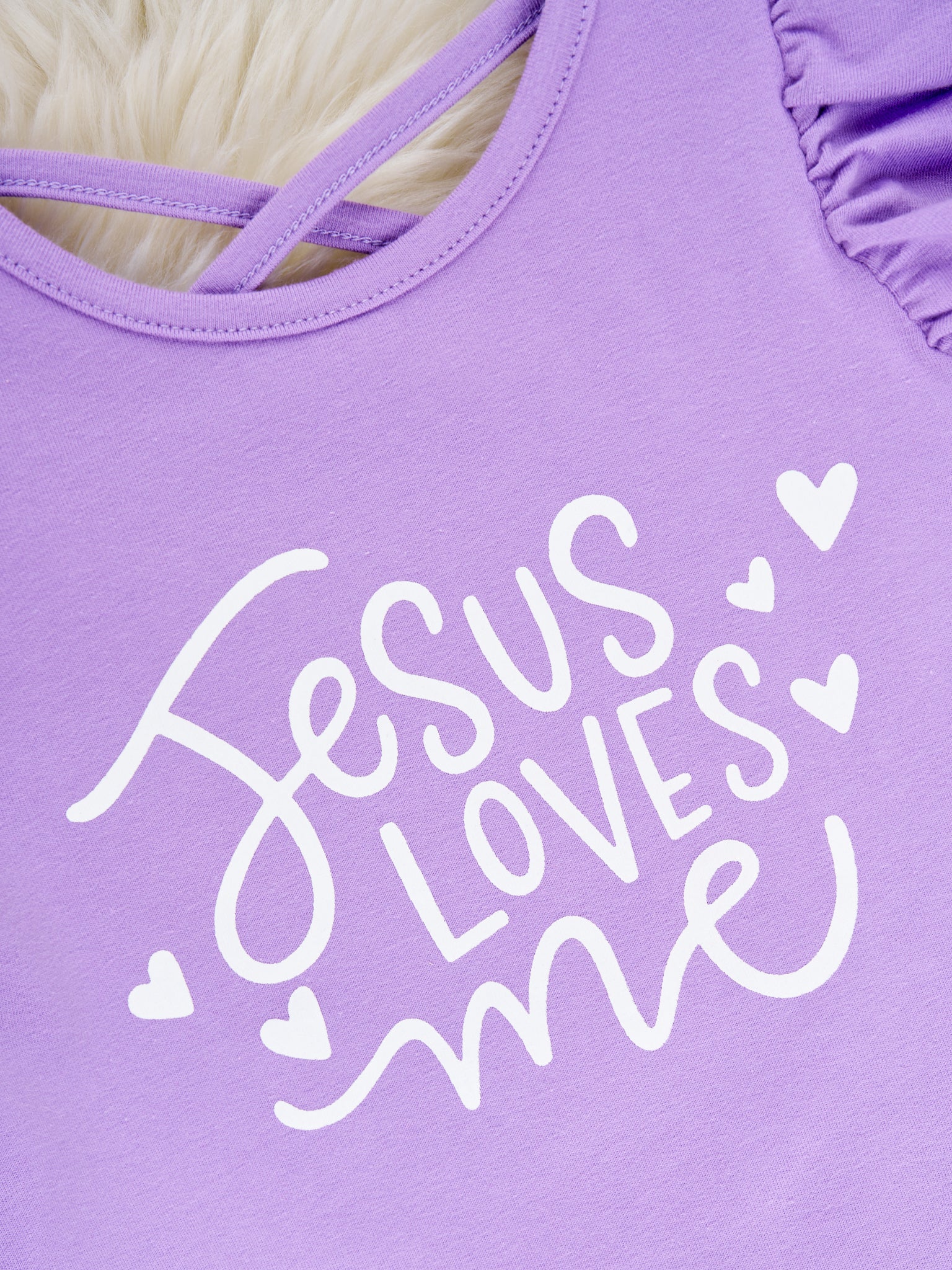 Purple "Jesus Loves Me" Ruffle Outfit - Marie Nicole Clothing