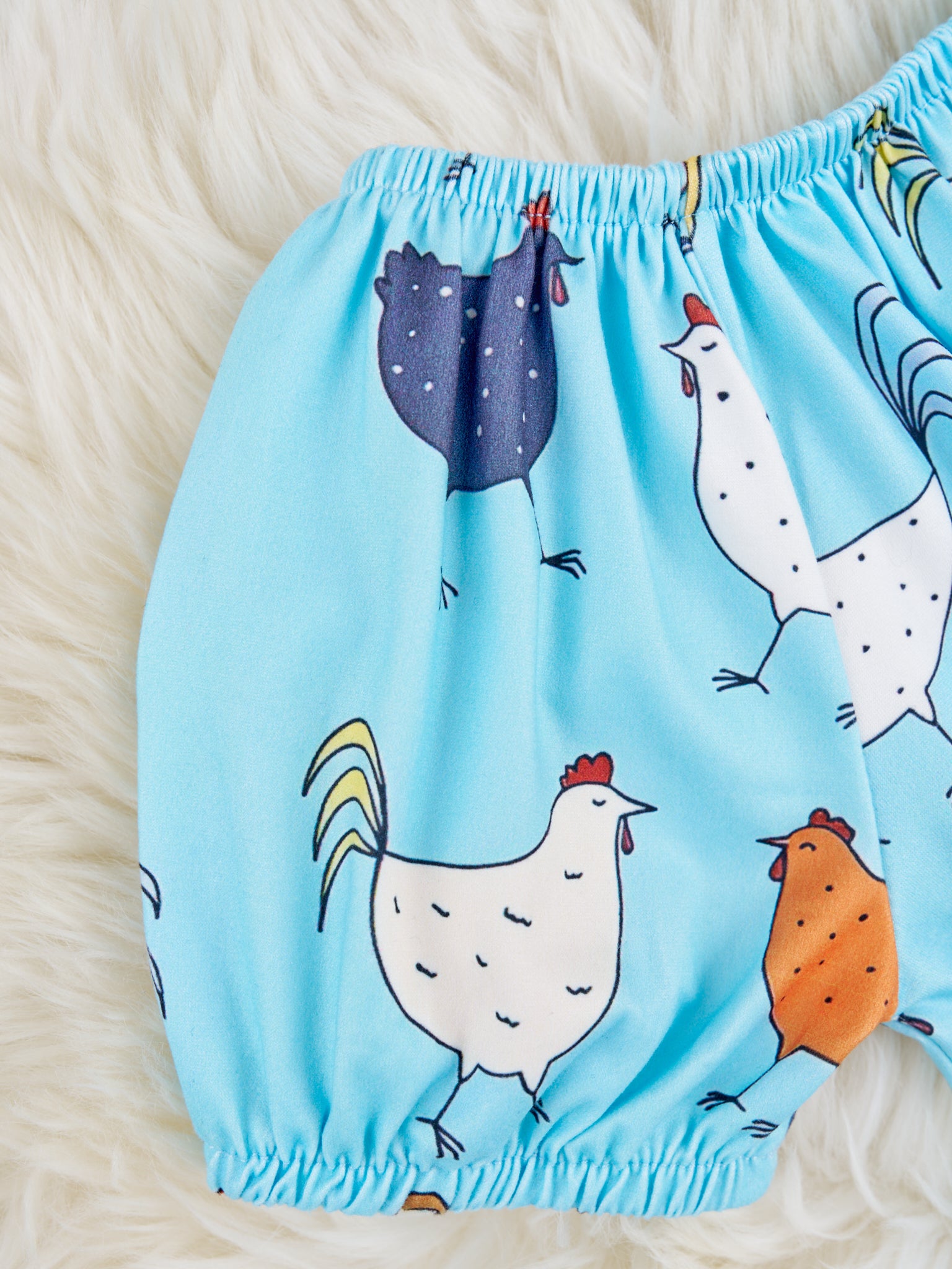 Blue Chicken Top & Yellow Shorts Outfit - Marie Nicole Clothing