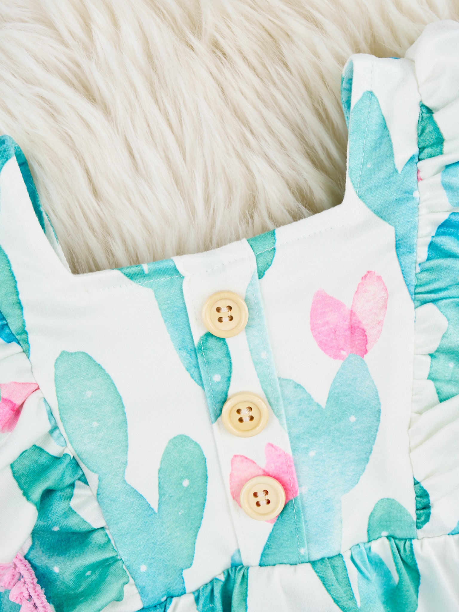 Watercolor Cactus Ruffle Romper - Marie Nicole Clothing