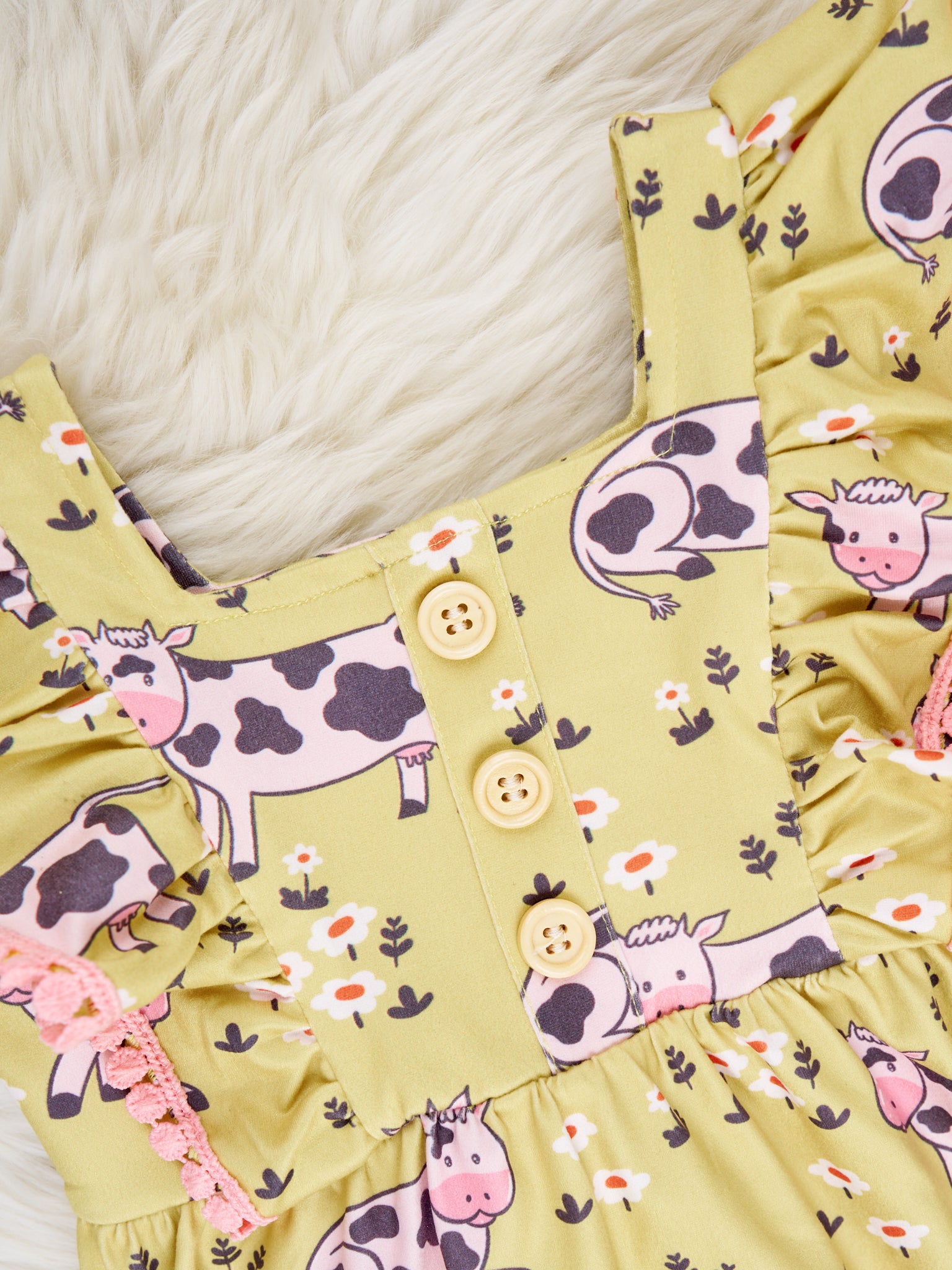 Funky Cow Ruffle Romper - Marie Nicole Clothing