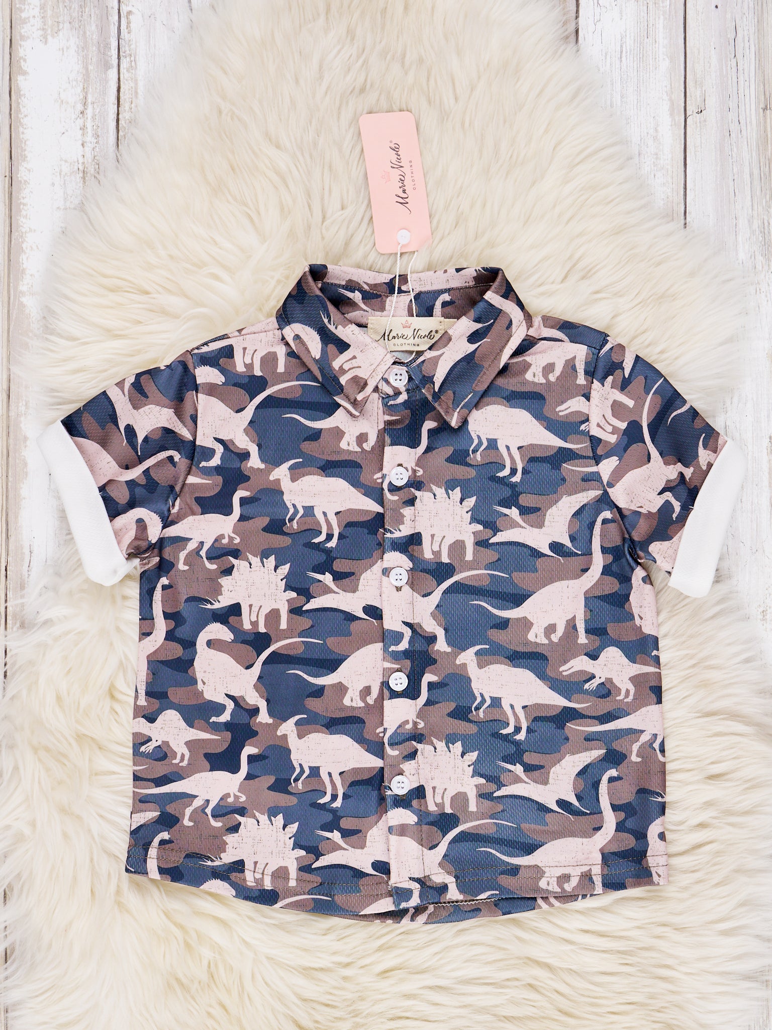 Camouflage Dinosaur Polo - Marie Nicole Clothing