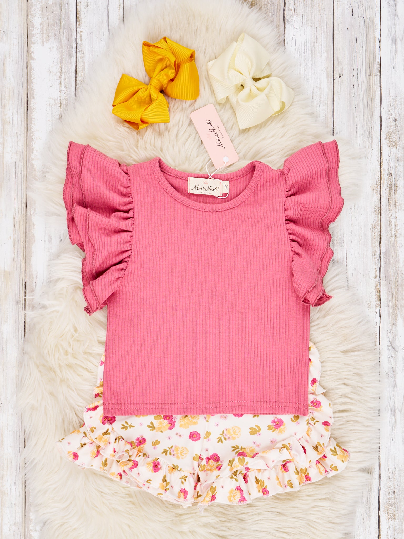 Dark Mauve Rose Ruffle Outfit - Marie Nicole Clothing