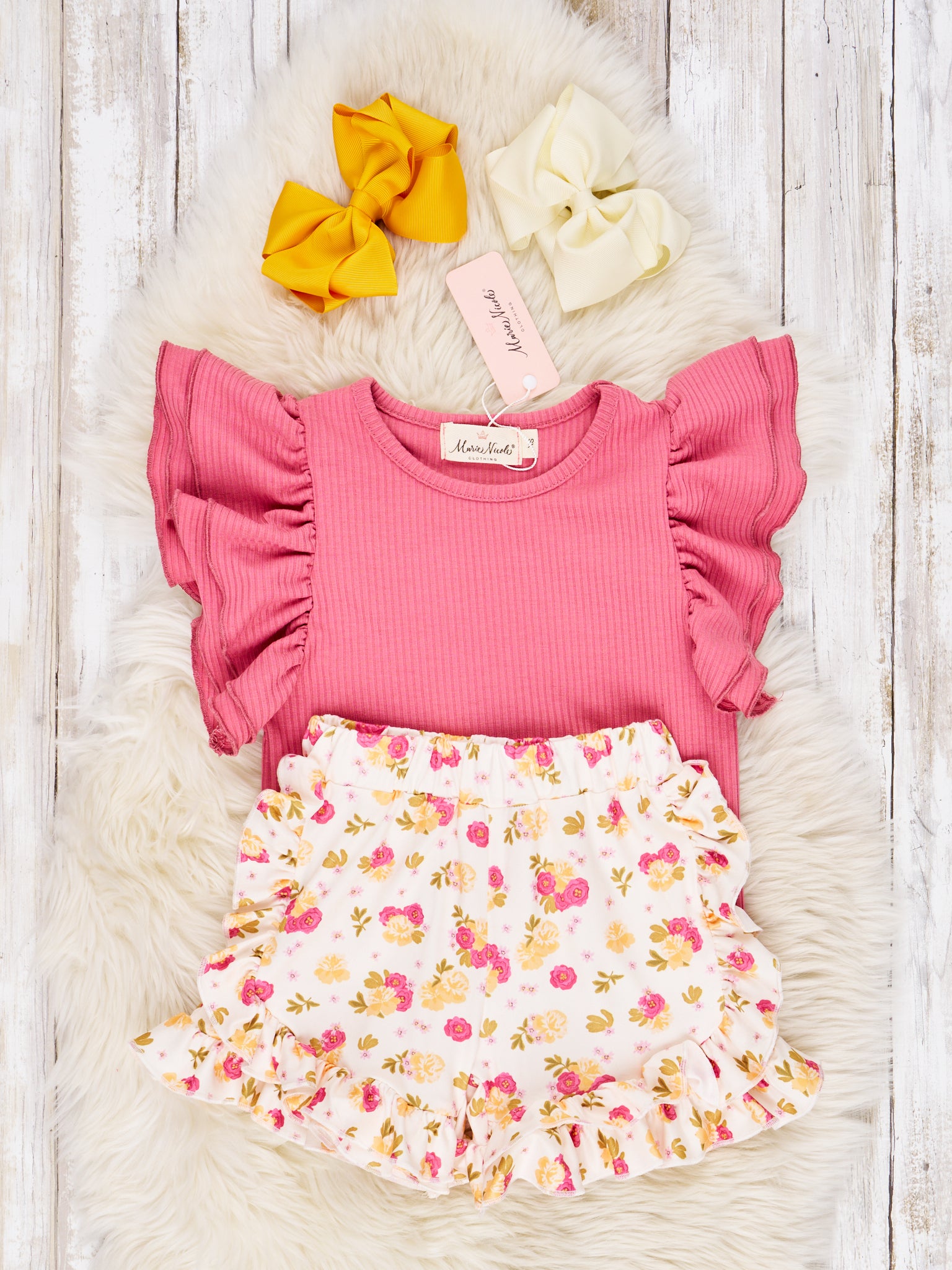 Dark Mauve Rose Ruffle Outfit - Marie Nicole Clothing