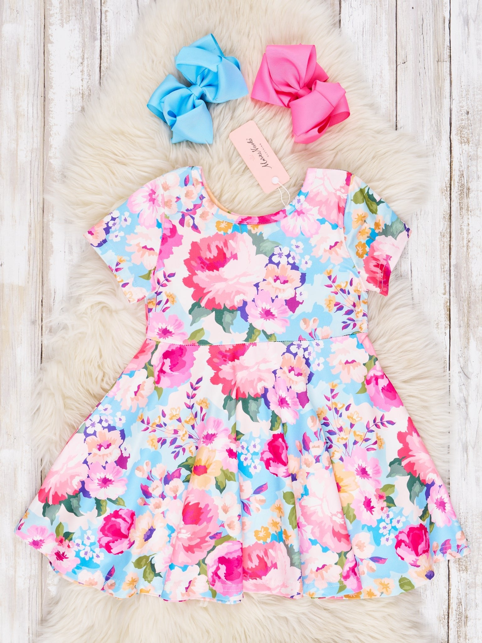 Vibrant Watercolor Rose Swing Dress - Marie Nicole Clothing