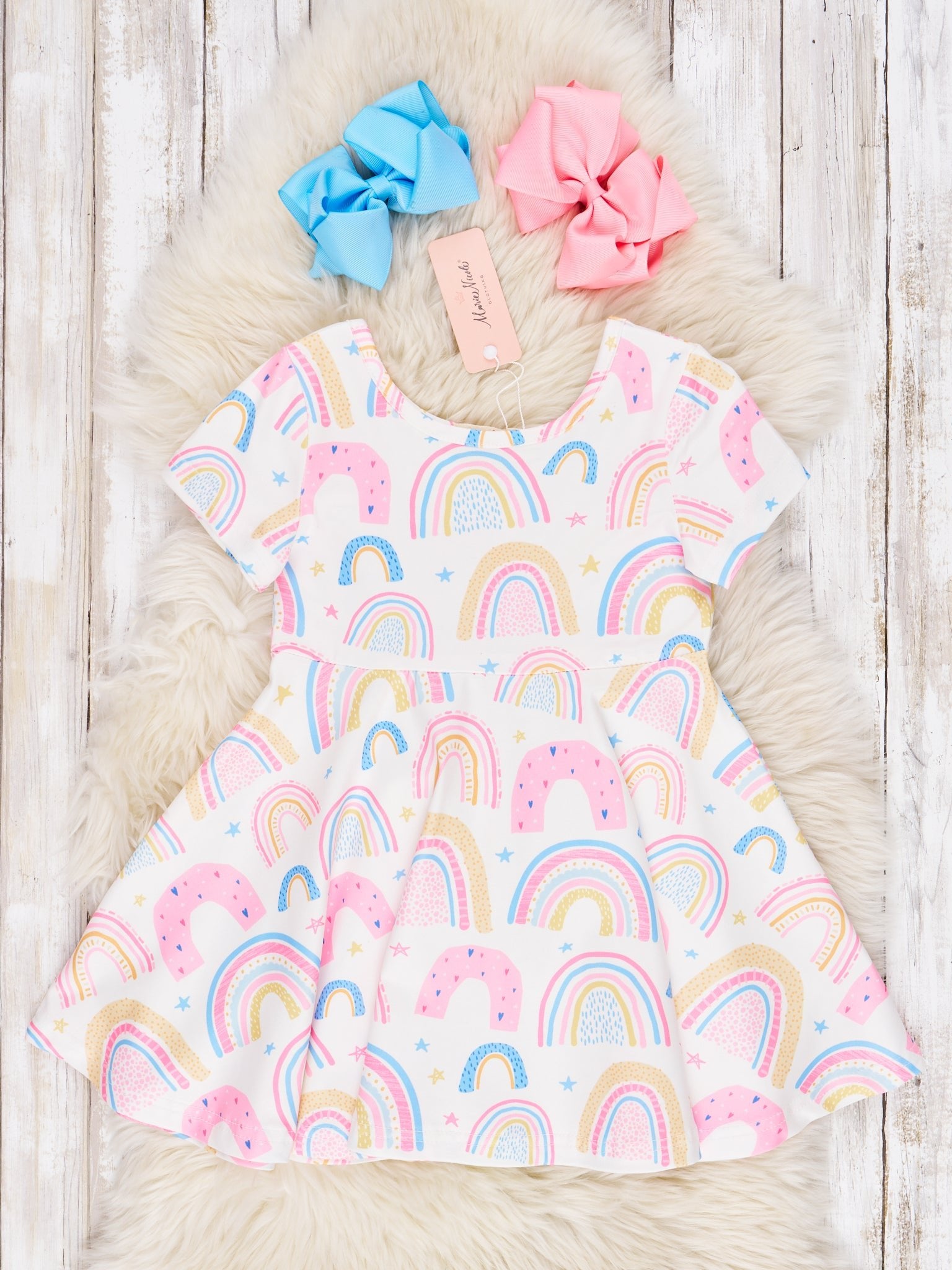 Pastel Rainbow Swing Dress - Marie Nicole Clothing