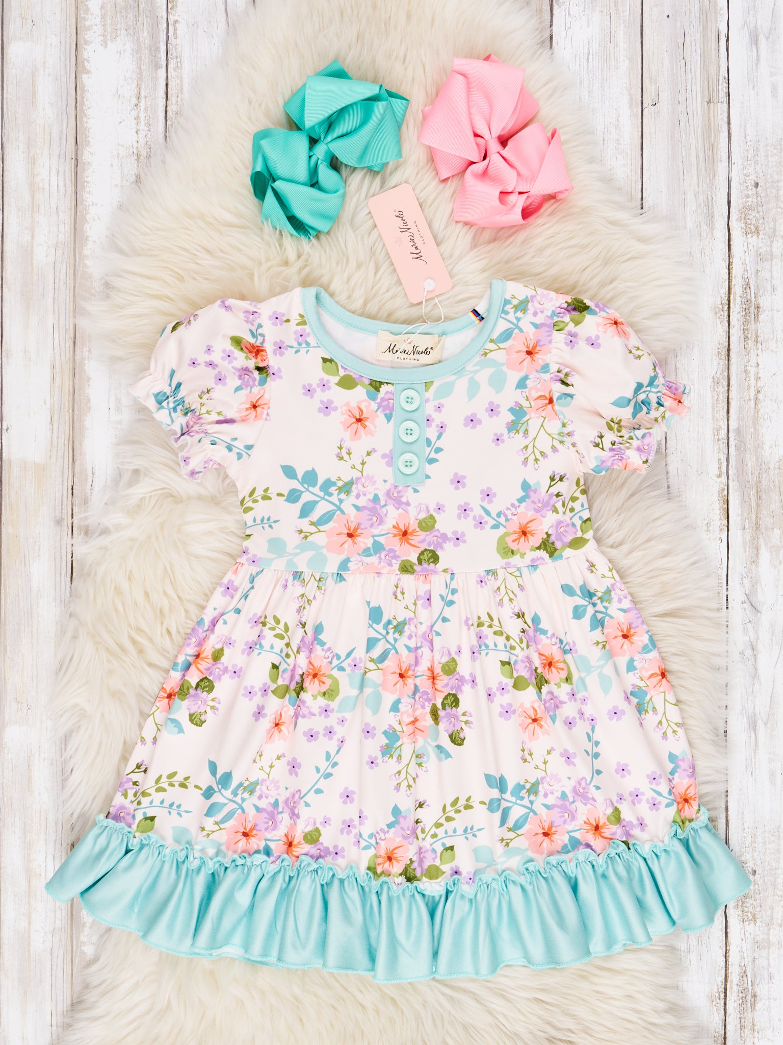 Coral Buttercup Ruffle Dress - Marie Nicole Clothing